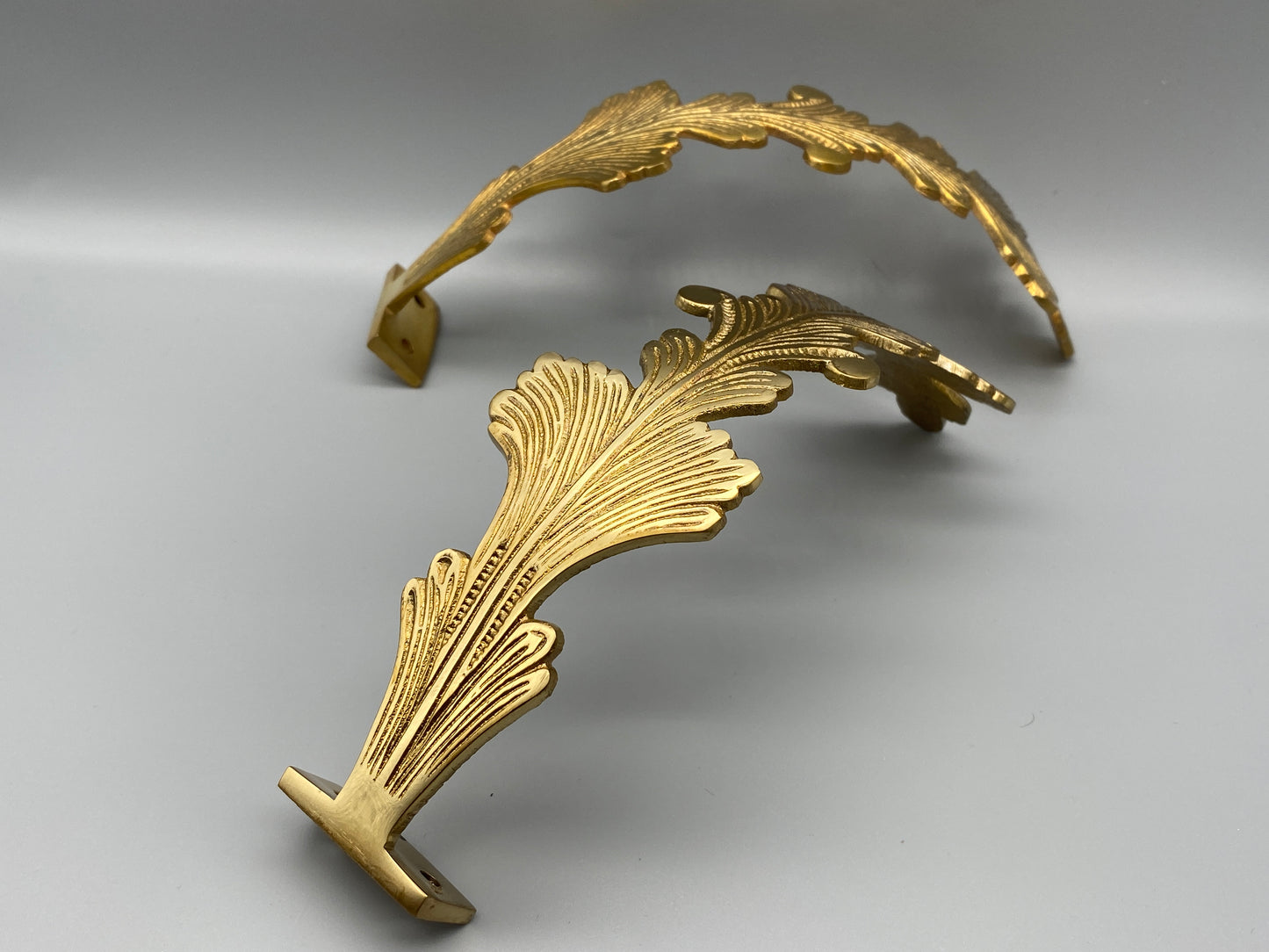 Pair of Solid Brass Feather Curtain Tiebacks - Gold Curtain Hold Back 170mm