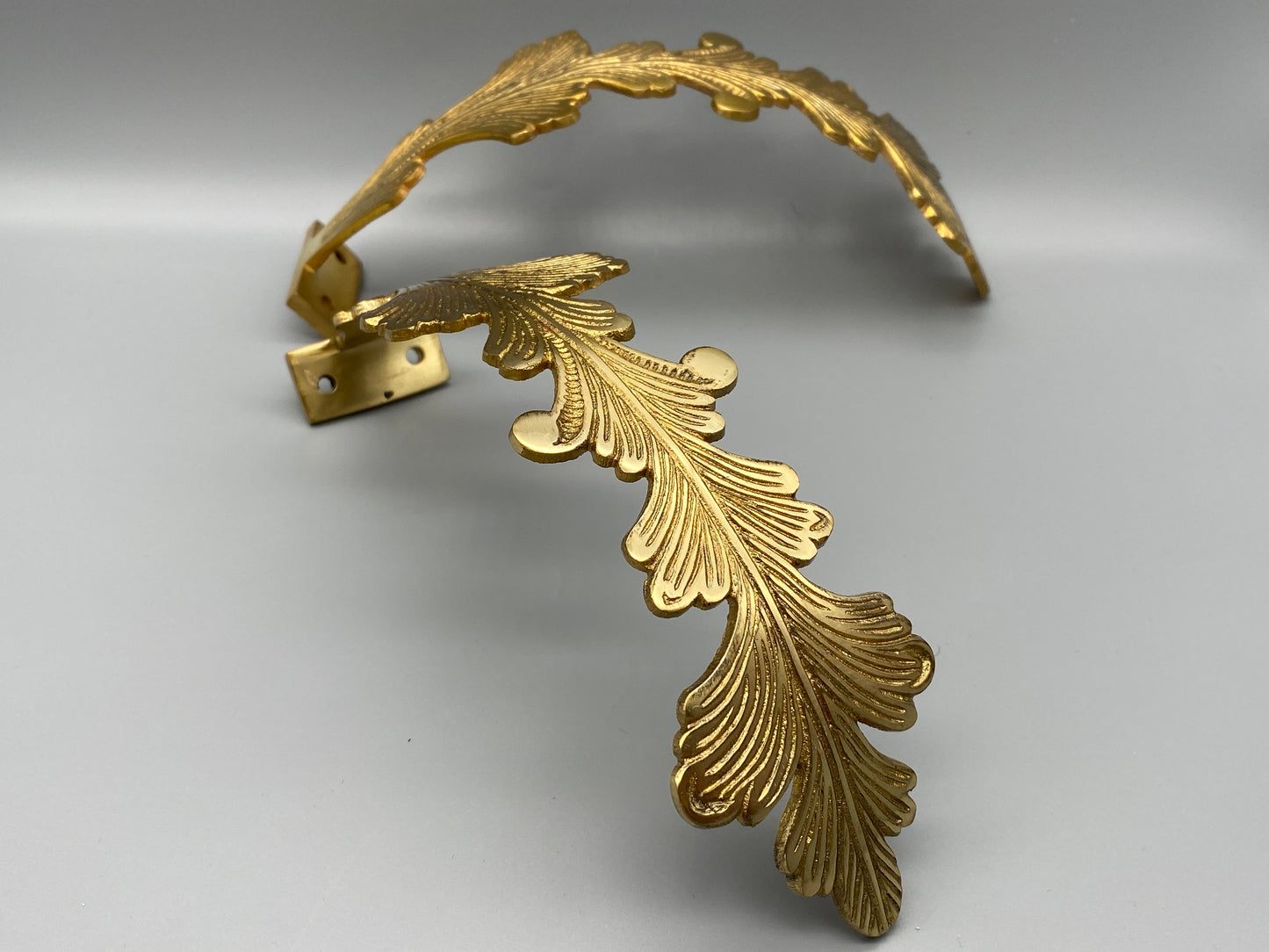 Pair of Solid Brass Feather Curtain Tiebacks - Gold Curtain Hold Back 170mm