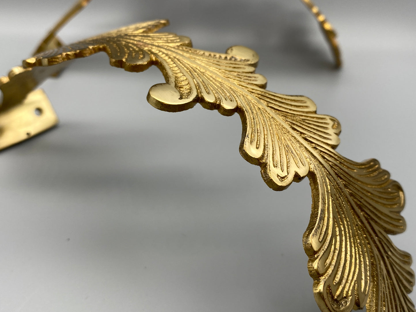 Pair of Solid Brass Feather Curtain Tiebacks - Gold Curtain Hold Back 170mm