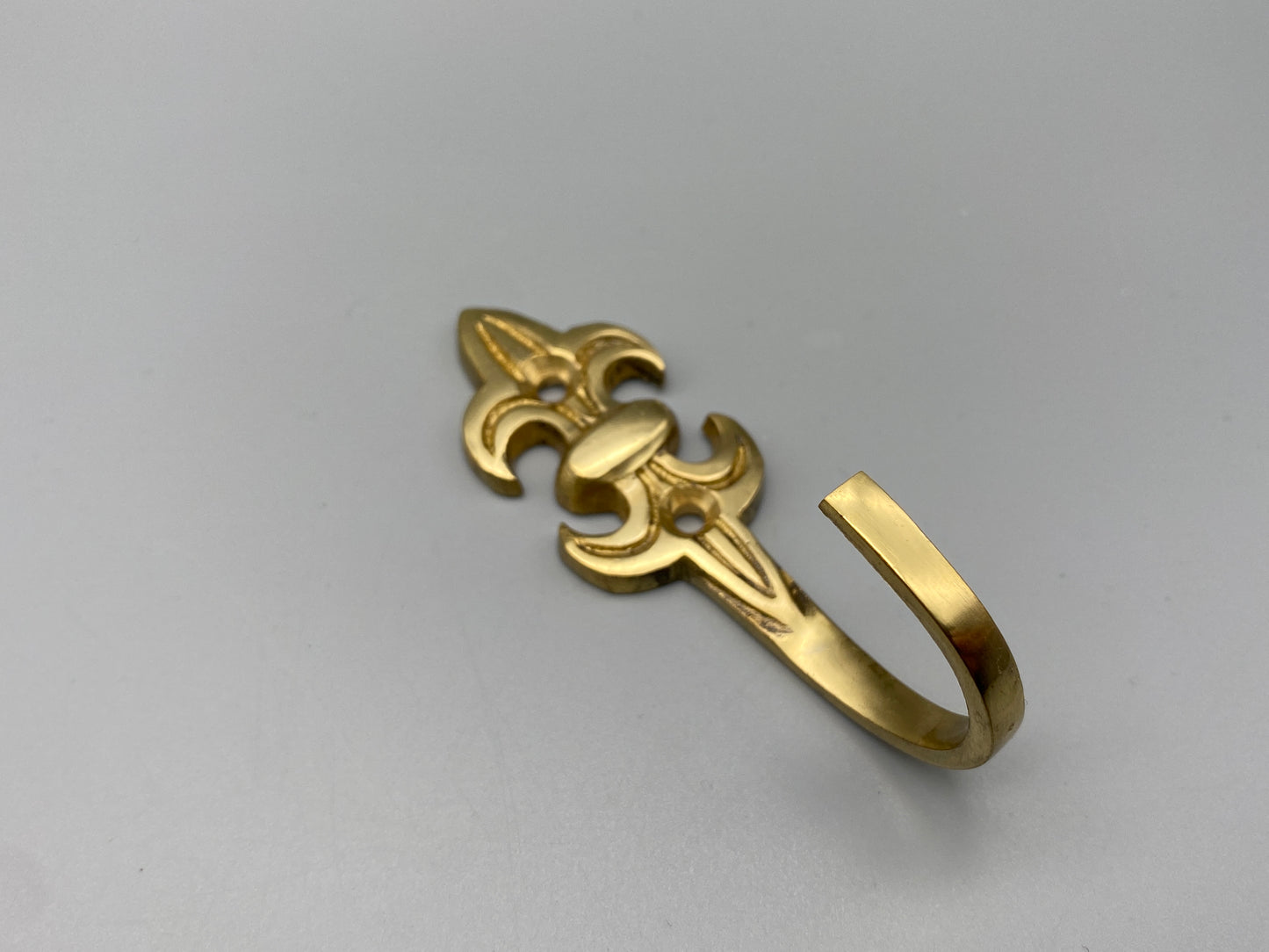 Pair of Solid Brass Curtain Tieback Fluer De Lis Hooks - 75mm