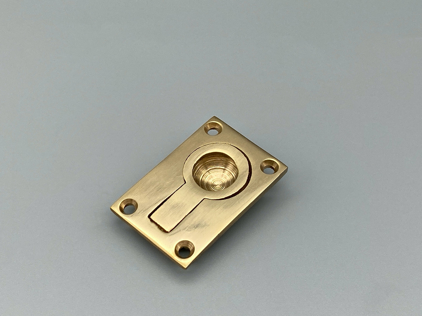 Rectangular Solid Brass Flush Rings - Flush Drawer Rings - 38mm x 27mm