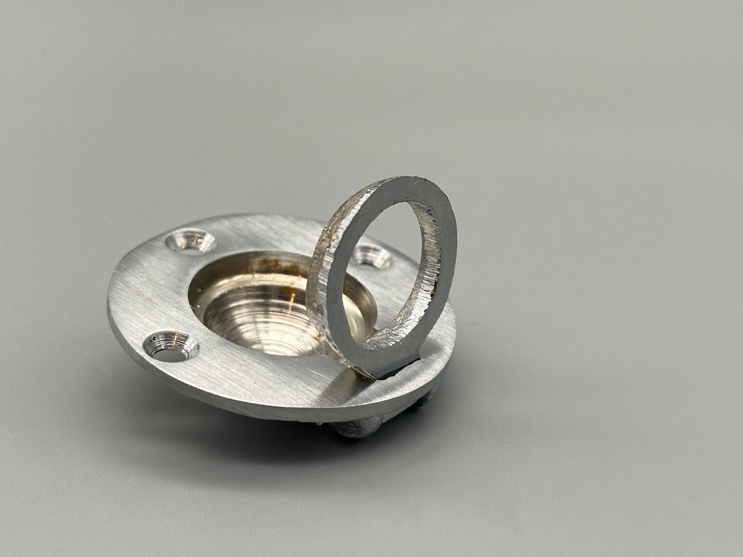 Round Brushed Silver Flush Rings - Flush Drawer Rings - 38mm