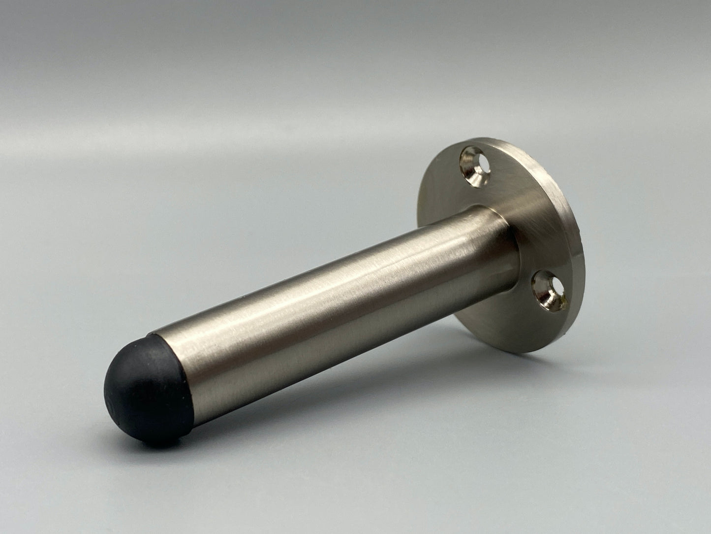 Brushed Silver Projection Door Stop - Rubber Head - 63mm