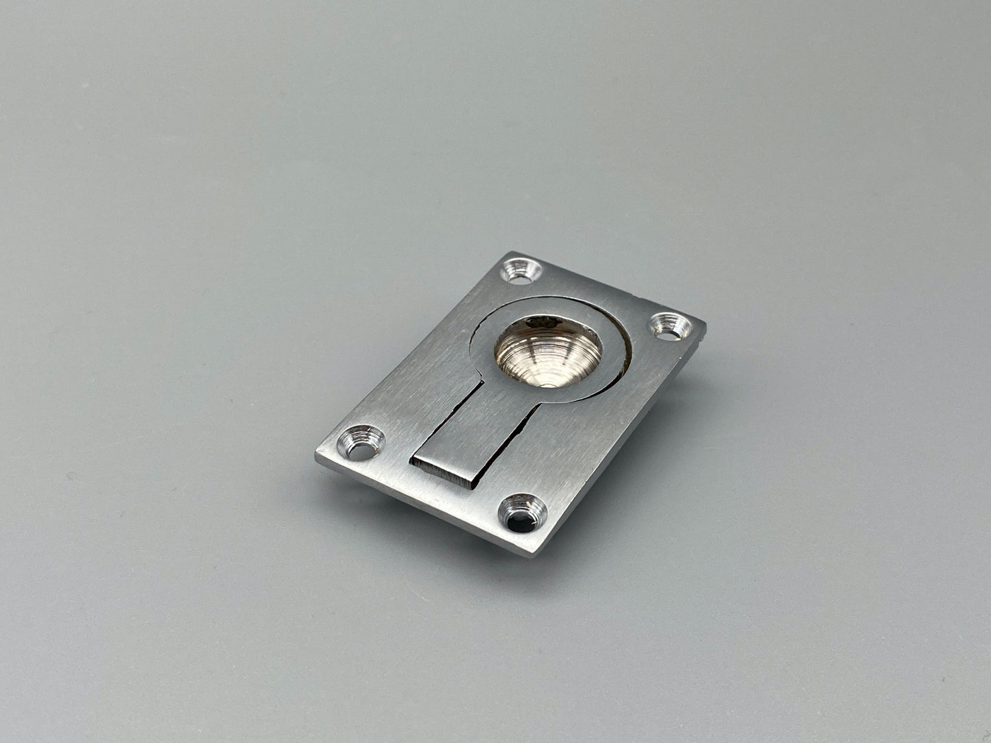 Rectangular Brushed Silver Flush Rings - Flush Drawer Rings - 38mm x 27mm