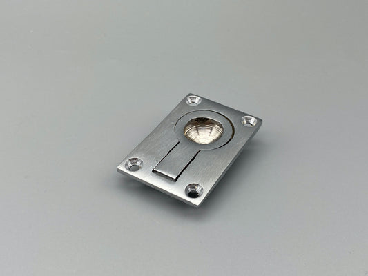 Rectangular Brushed Silver Flush Rings - Flush Drawer Rings - 38mm x 27mm