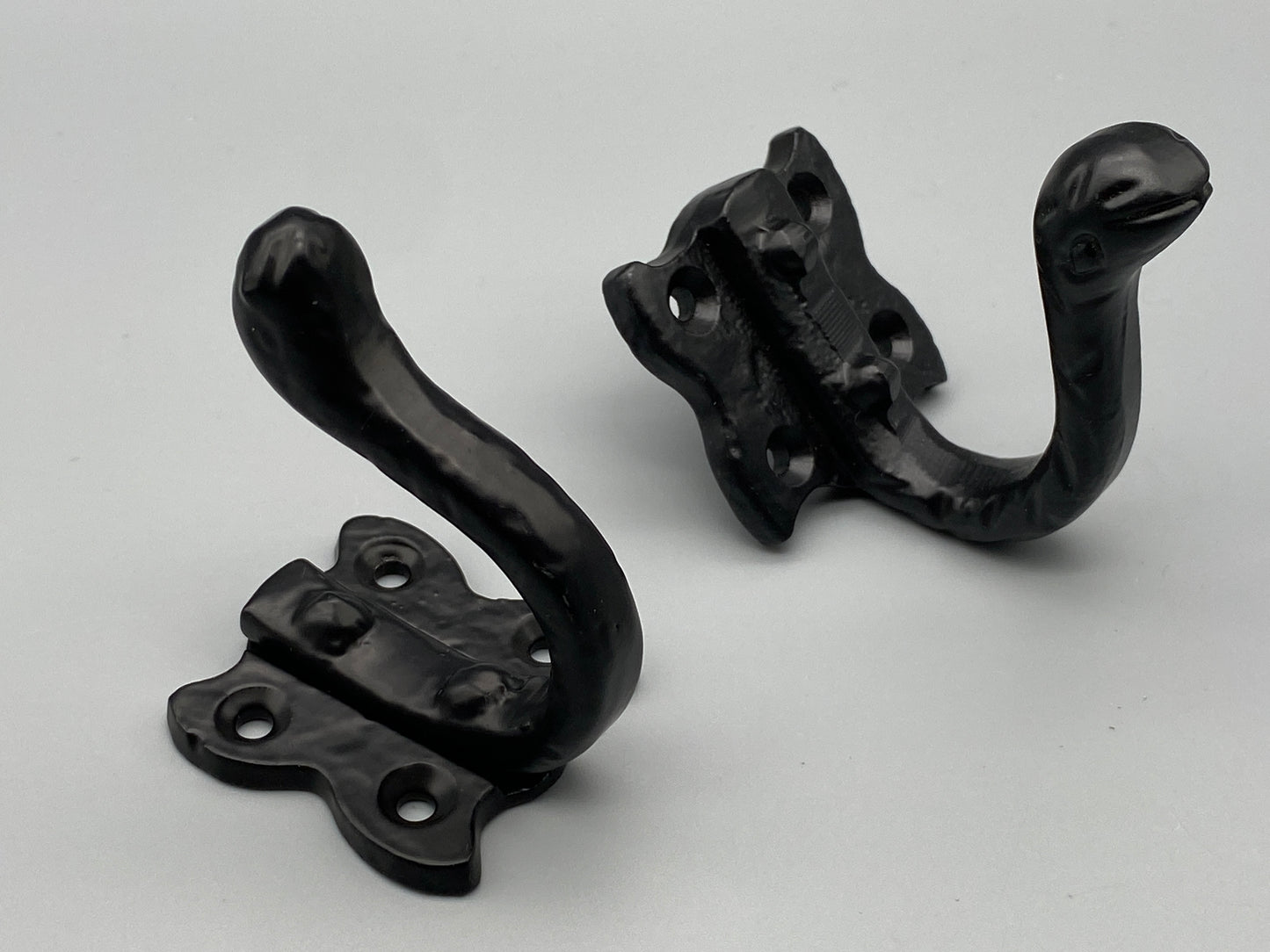 Pair of Forged Metal Black Hooks - Antiqued Metal - 2pcs