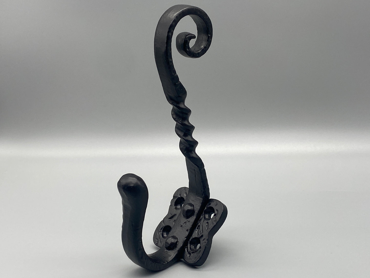 Pair of Forged Double Metal Black Hooks - Antiqued Metal Hook Coat & Hat - 2pcs