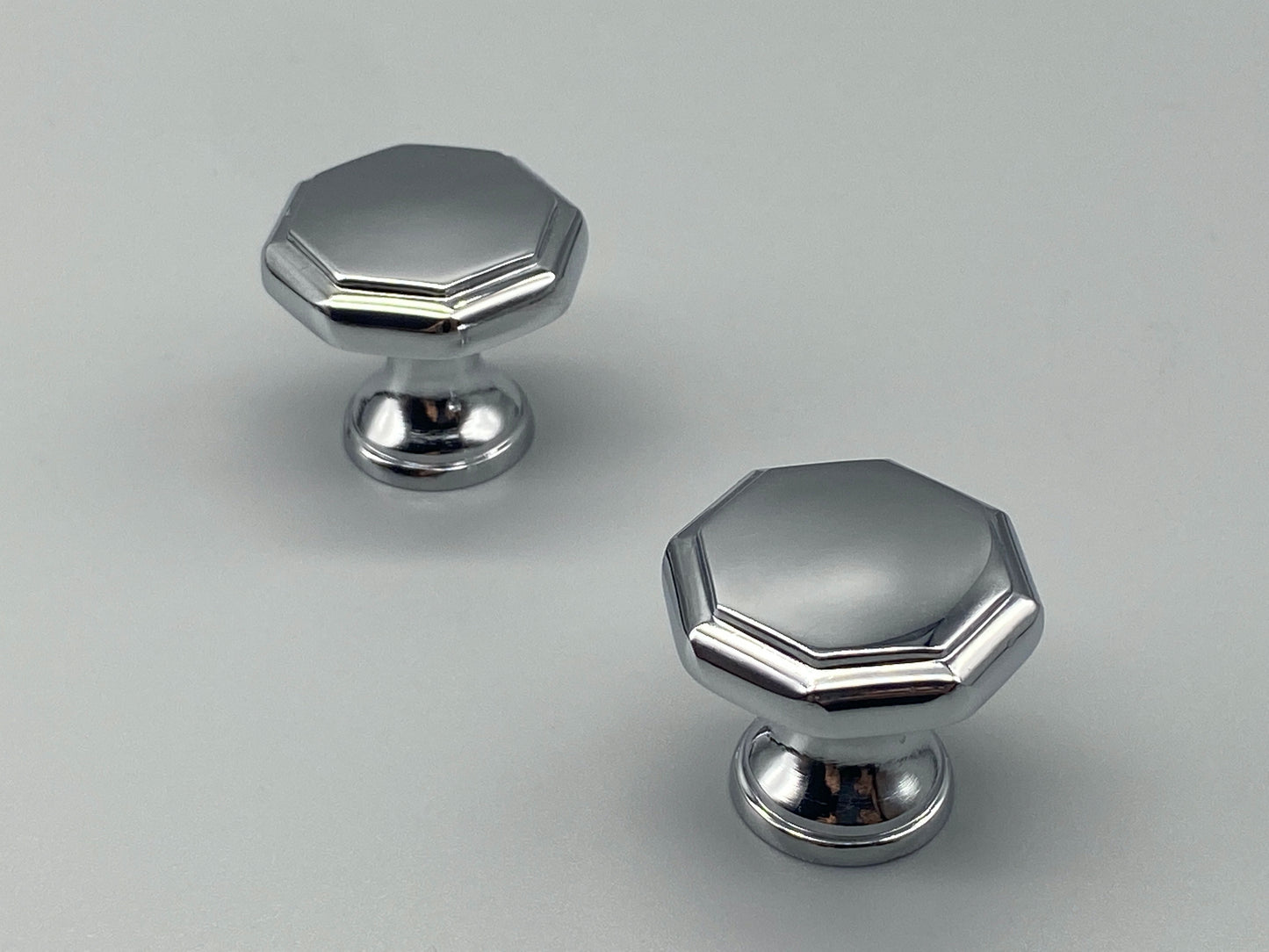 Chromed Octagonal Metal Knobs - 30mm - Pack of 1