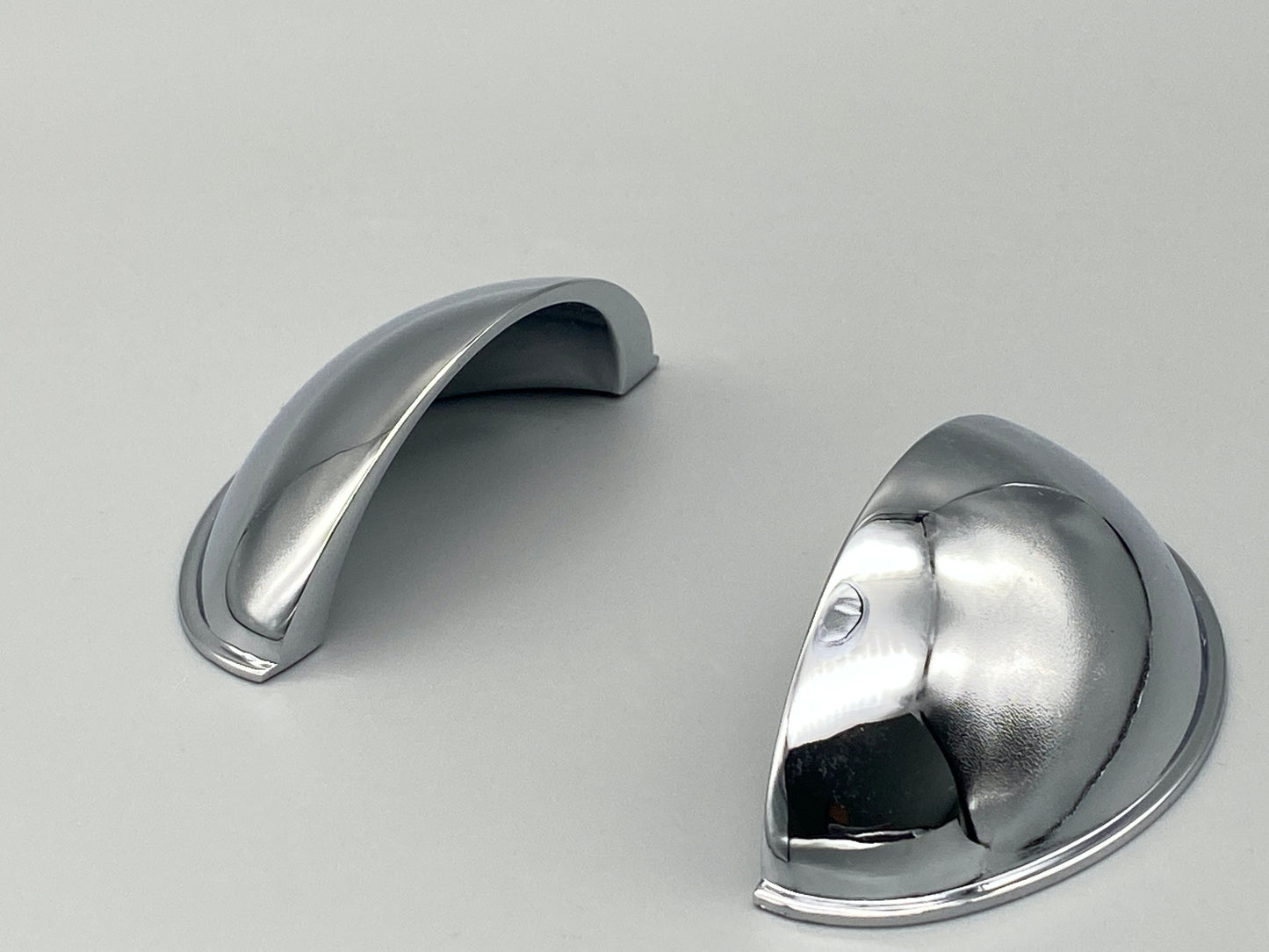 Chrome Plated Shell Handles - Half Moon Drawer Pulls 64mm - Rear Fix