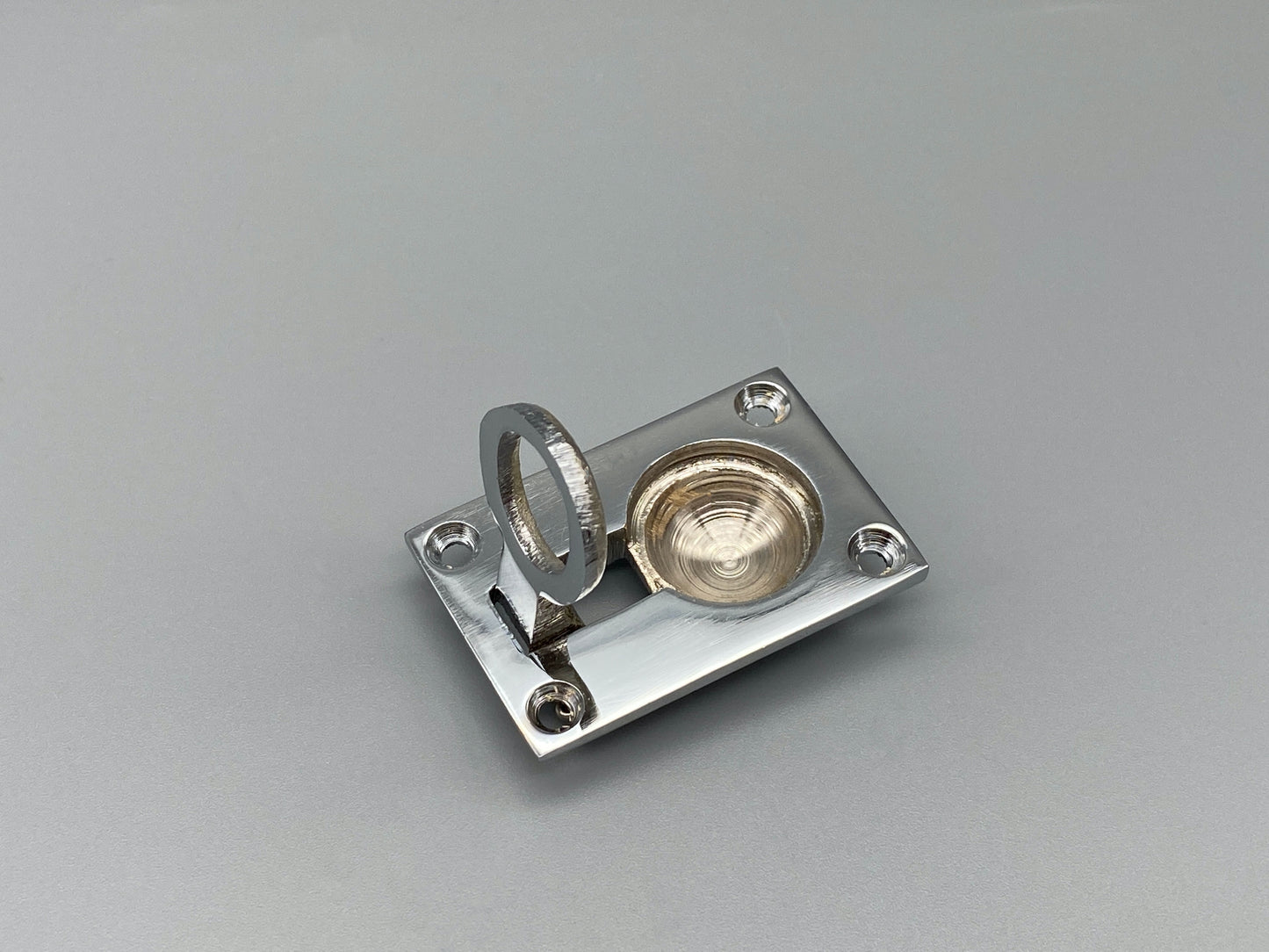 Rectangular Chrome Flush Rings - Flush Drawer Rings - 38mm x 27mm