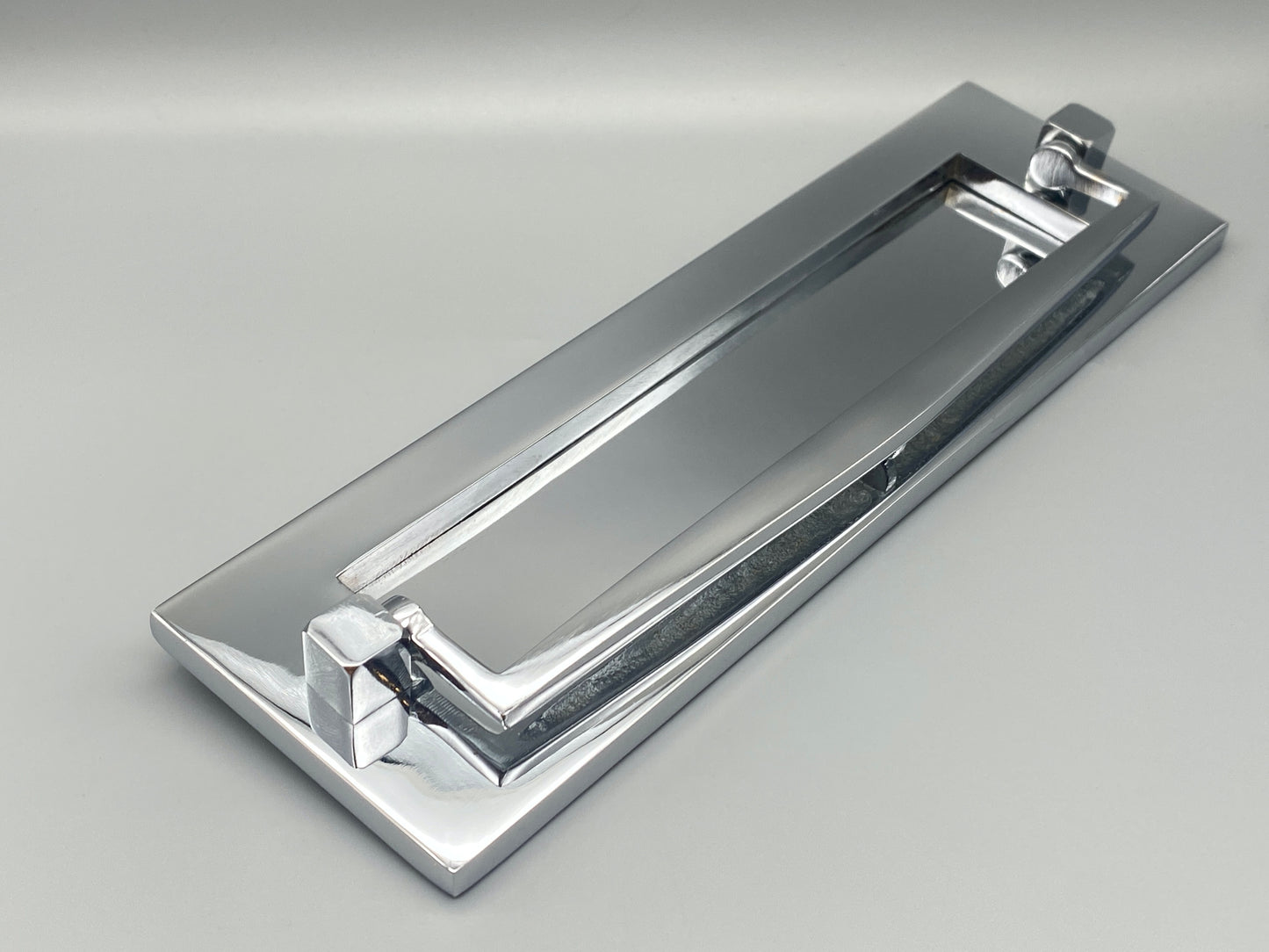 Solid Chrome Victorian Letter Plate with Knocker - 250mm x 75mm / (10" x 3")