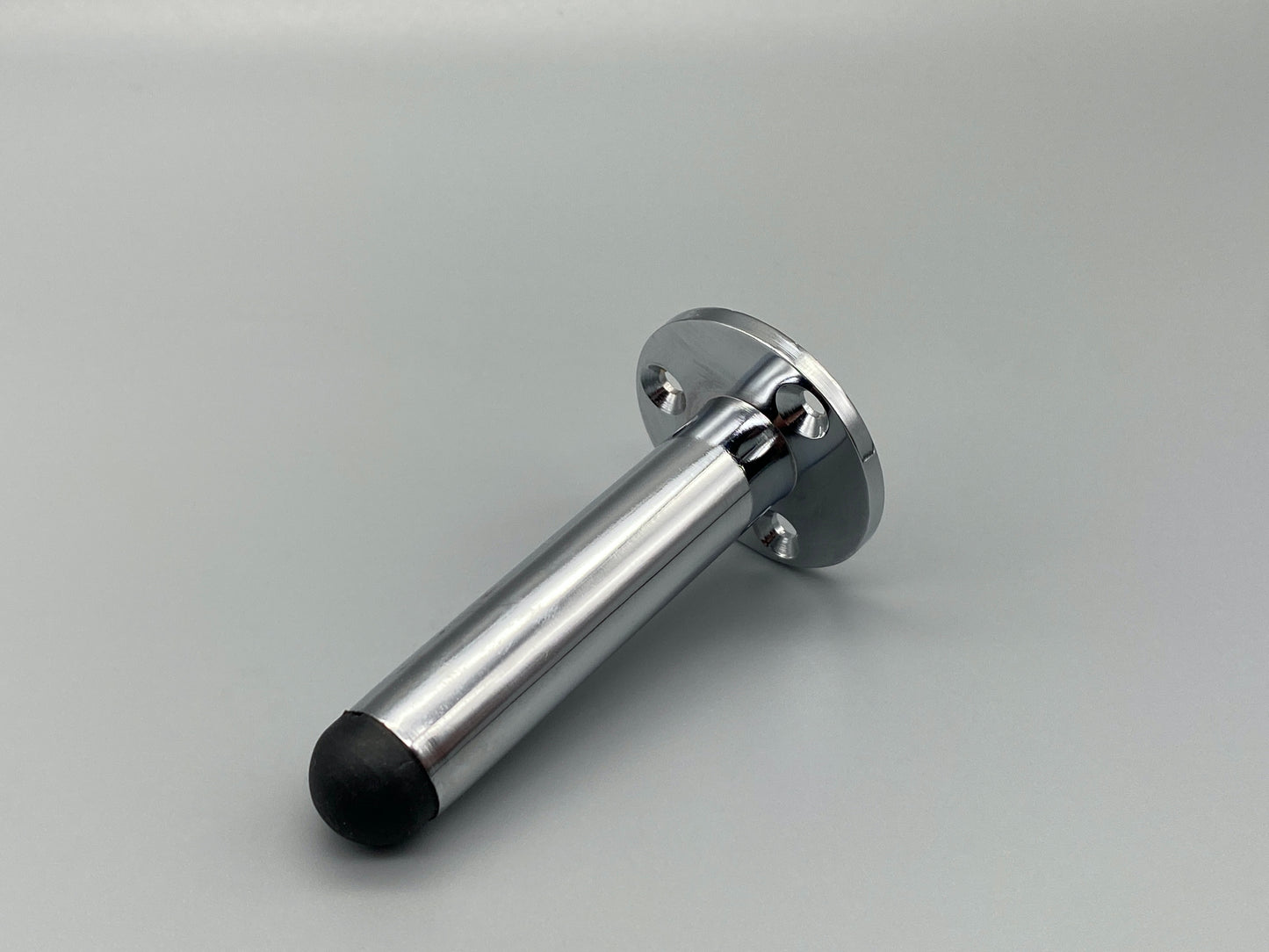 Solid Chrome on Brass Projection Door Stop - Rubber Head - 63mm