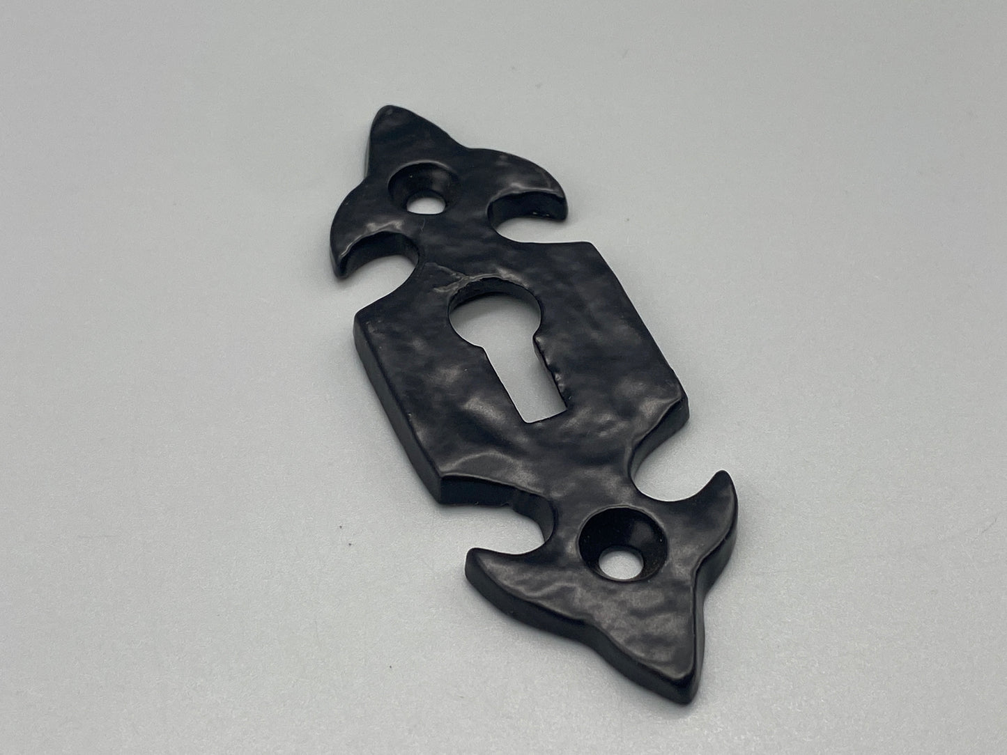 Forged Black Antique escutcheon 75mm - Fleur-De-Lys, Antiqued Black