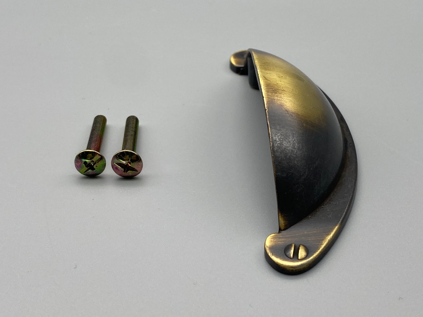 Old English Shell Handles - Half Moon Drawer Pulls 64mm - Rear Fix - Silver
