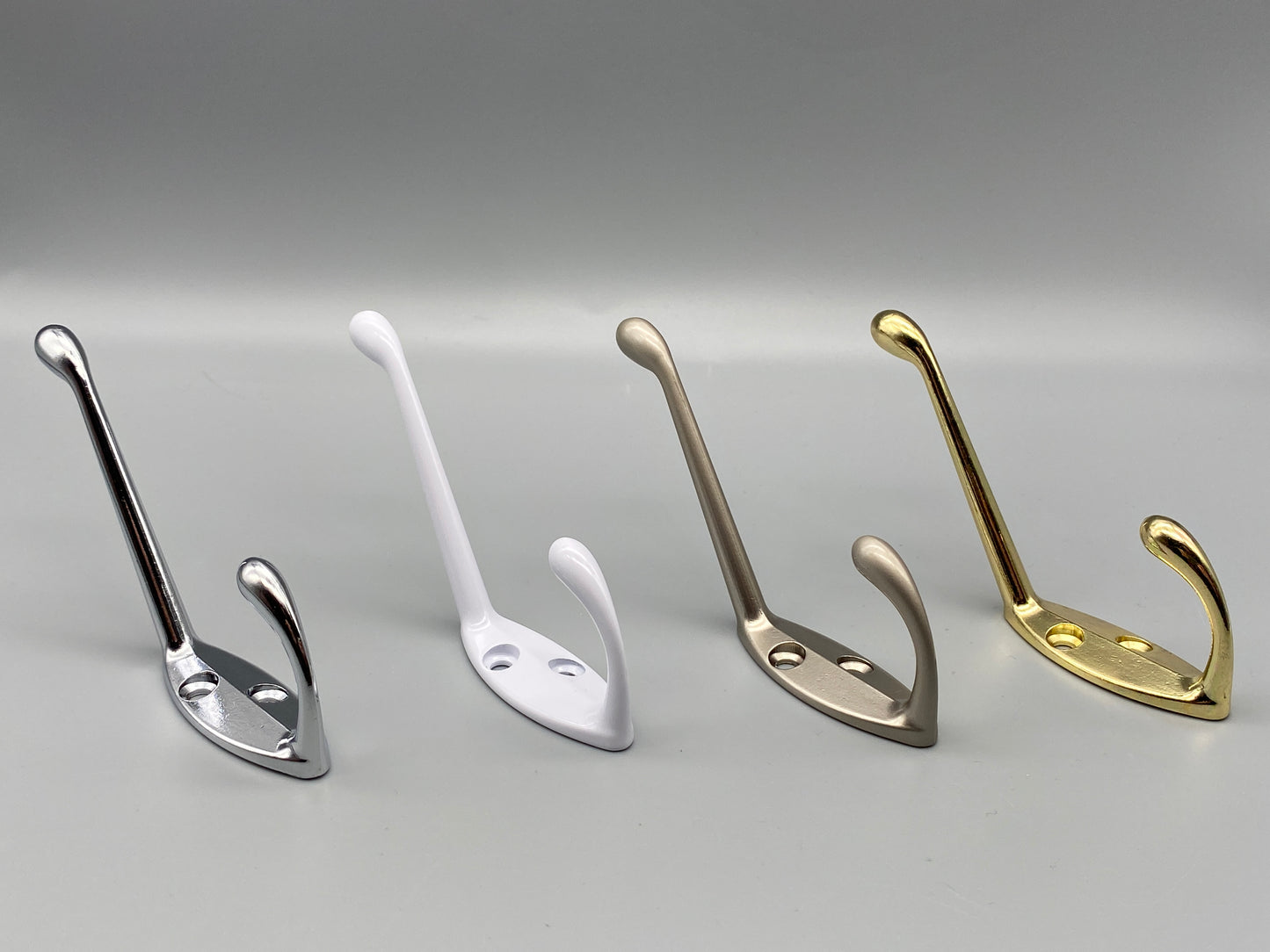 Double Metal Hooks - Hat & Coat Solid Metal Hooks - Various Finishings