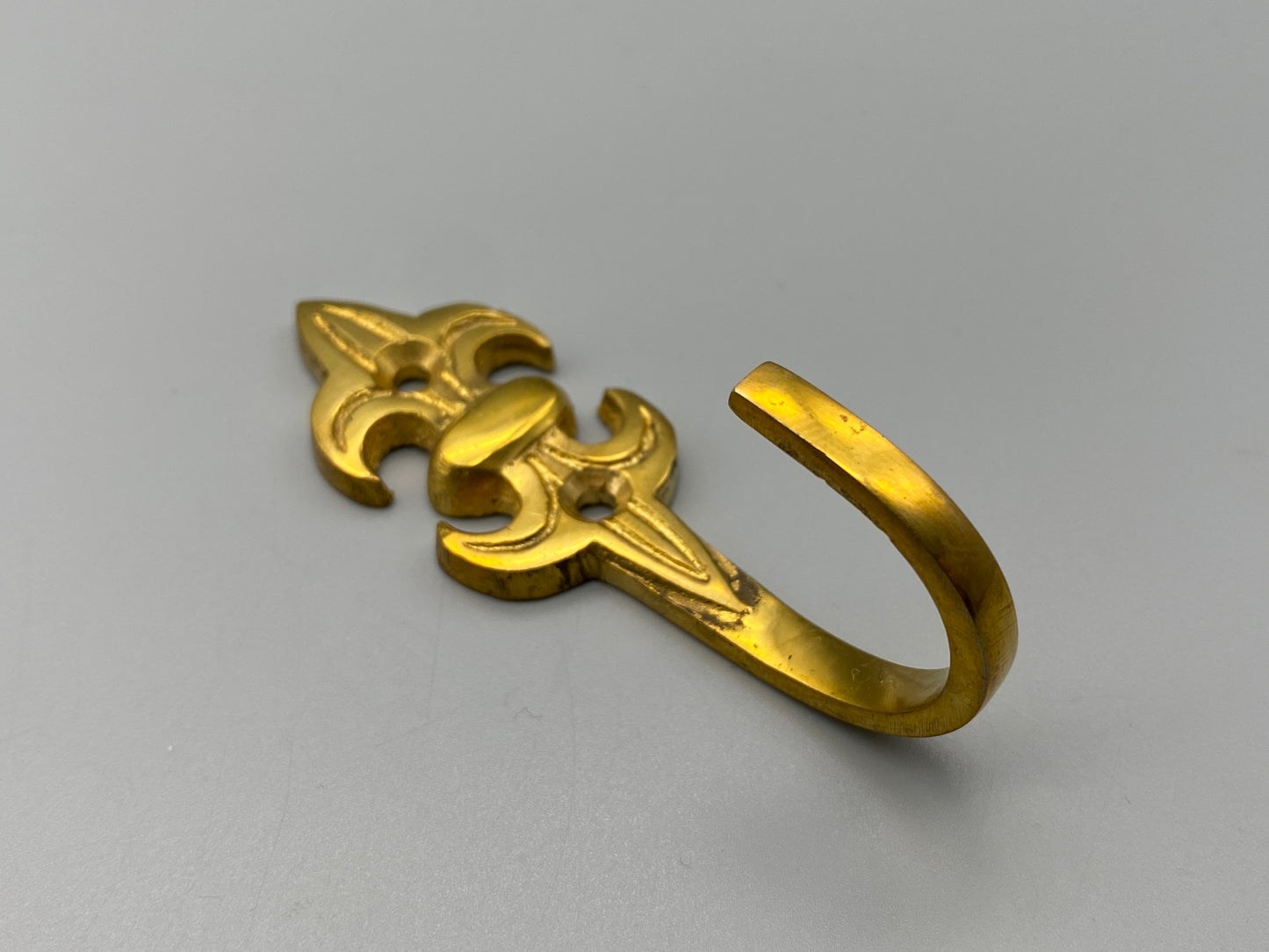Pair of Solid Brass Curtain Tieback Fluer De Lis Hooks - 75mm