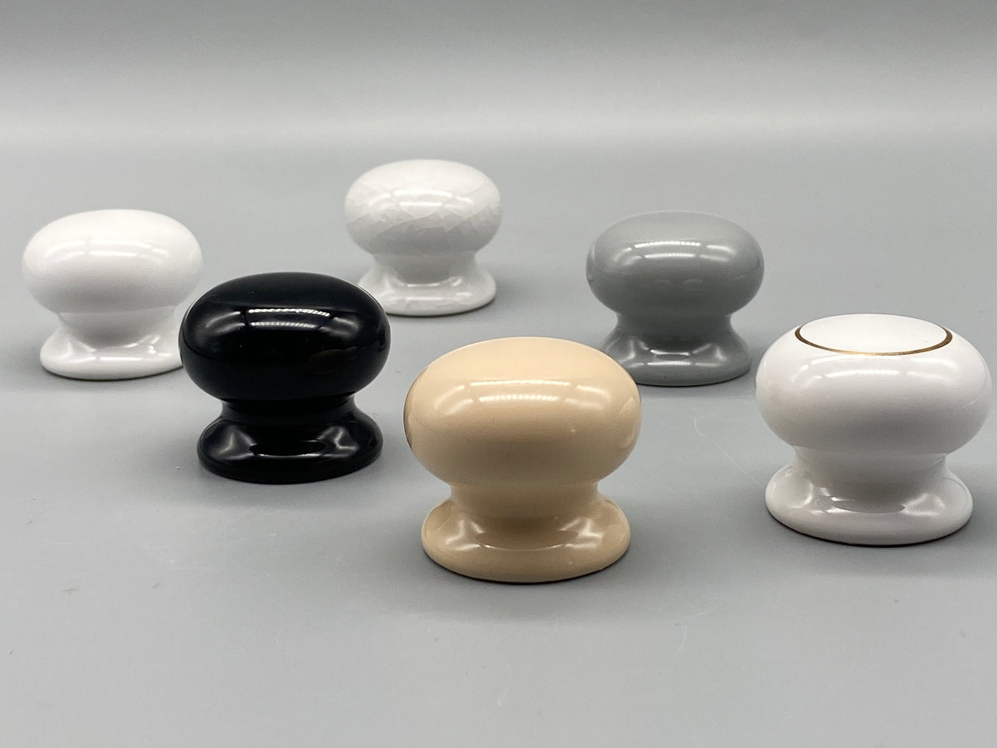 Pair of Heavy Ceramic Knobs - Various Designs & Finishings - 35mm Knobs - Pack of 2