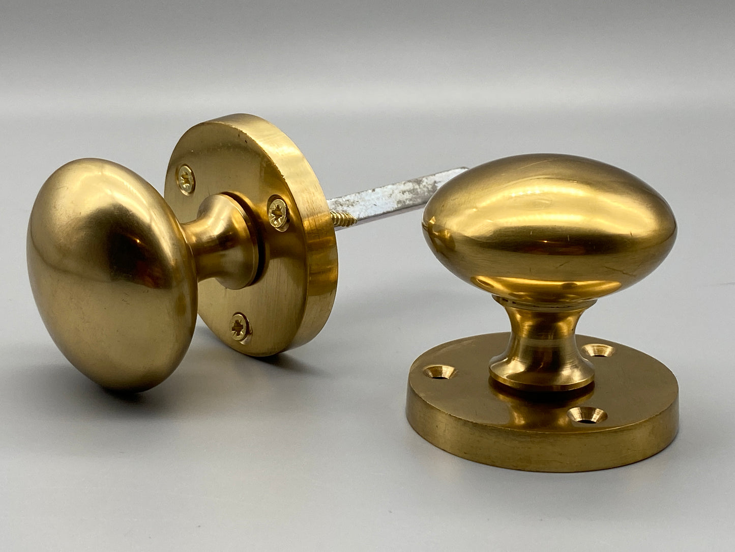 Pair of Solid Brass Victorian Mortice Set - 60mm Knobs