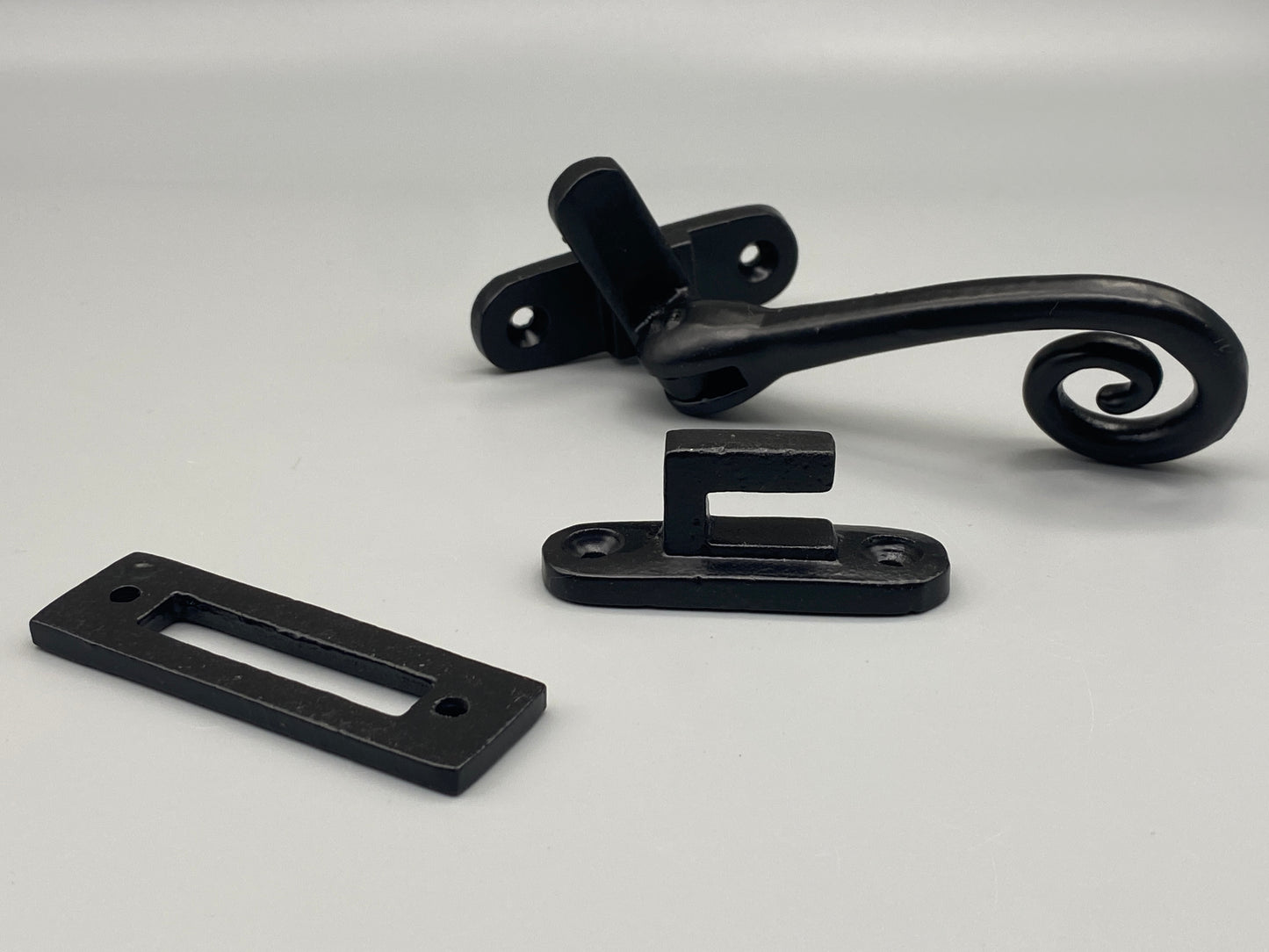 Casement Window Fastener - Curled Tail Fastener - Forged Black - 115mm