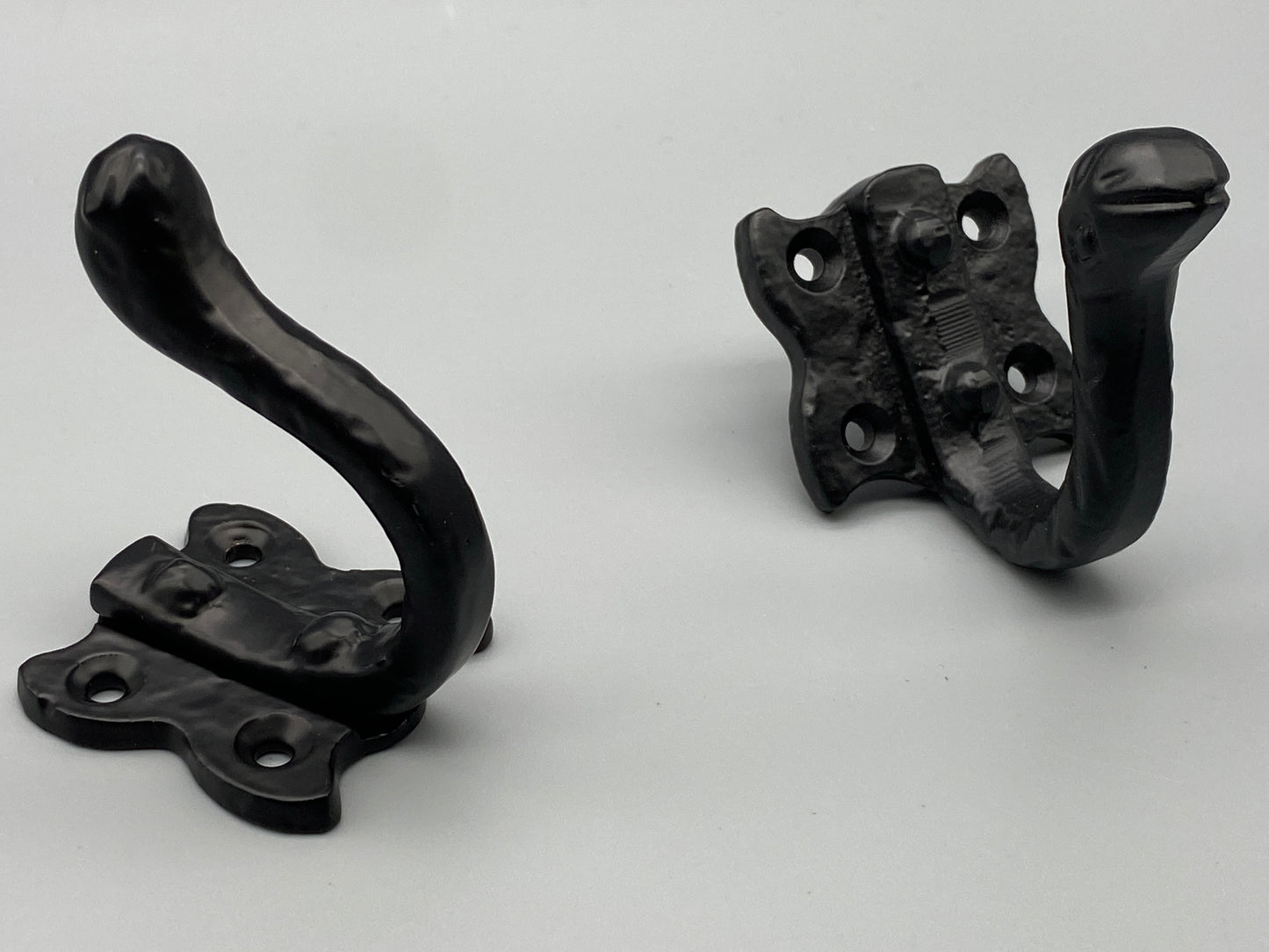 Pair of Forged Metal Black Hooks - Antiqued Metal - 2pcs