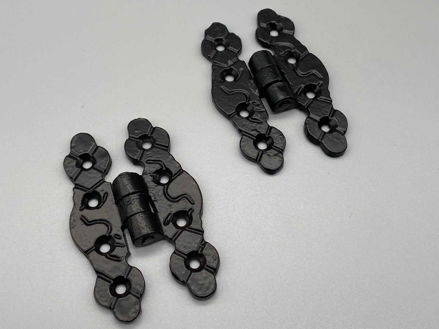 Pair of Gothic Black Hinges - 140g each - 80mm