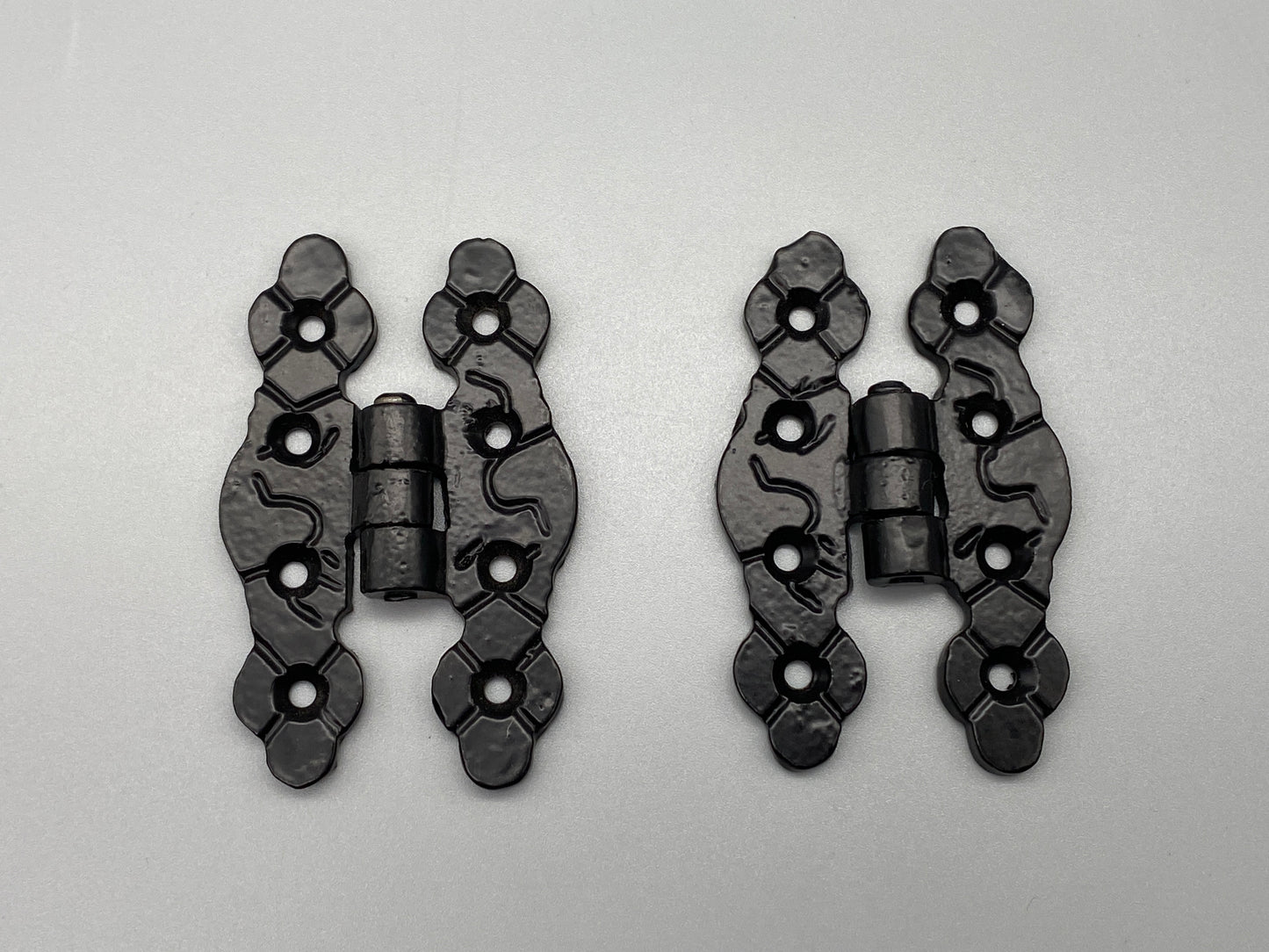 Pair of Gothic Black Hinges - 140g each - 80mm