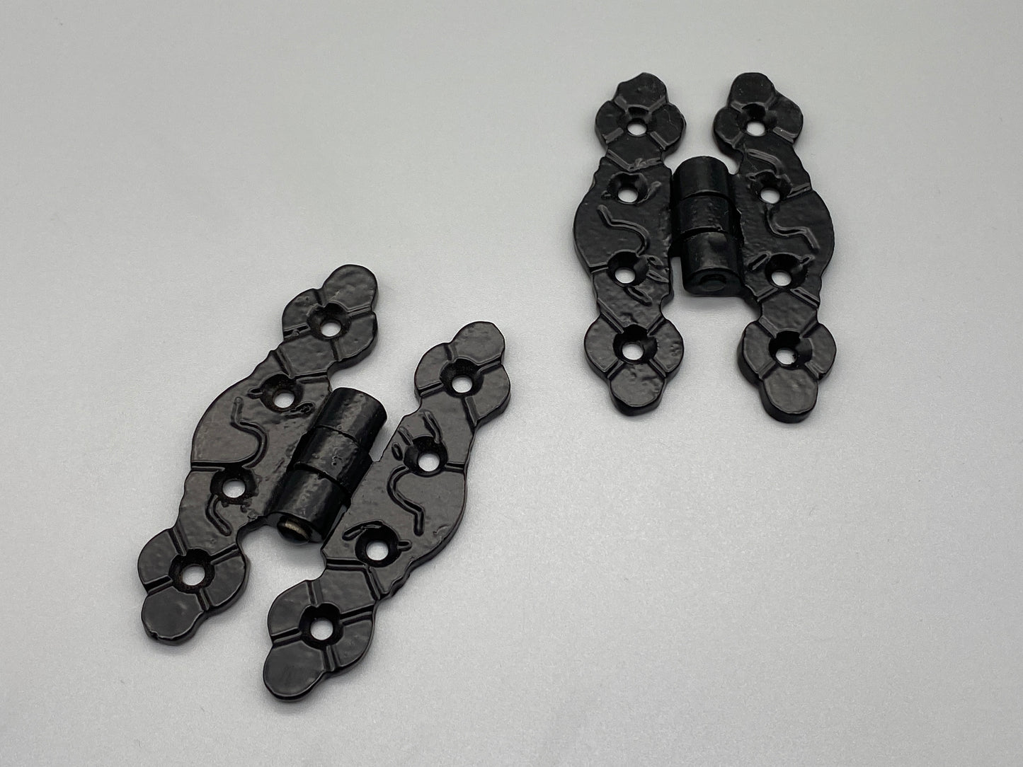 Pair of Gothic Black Hinges - 140g each - 80mm
