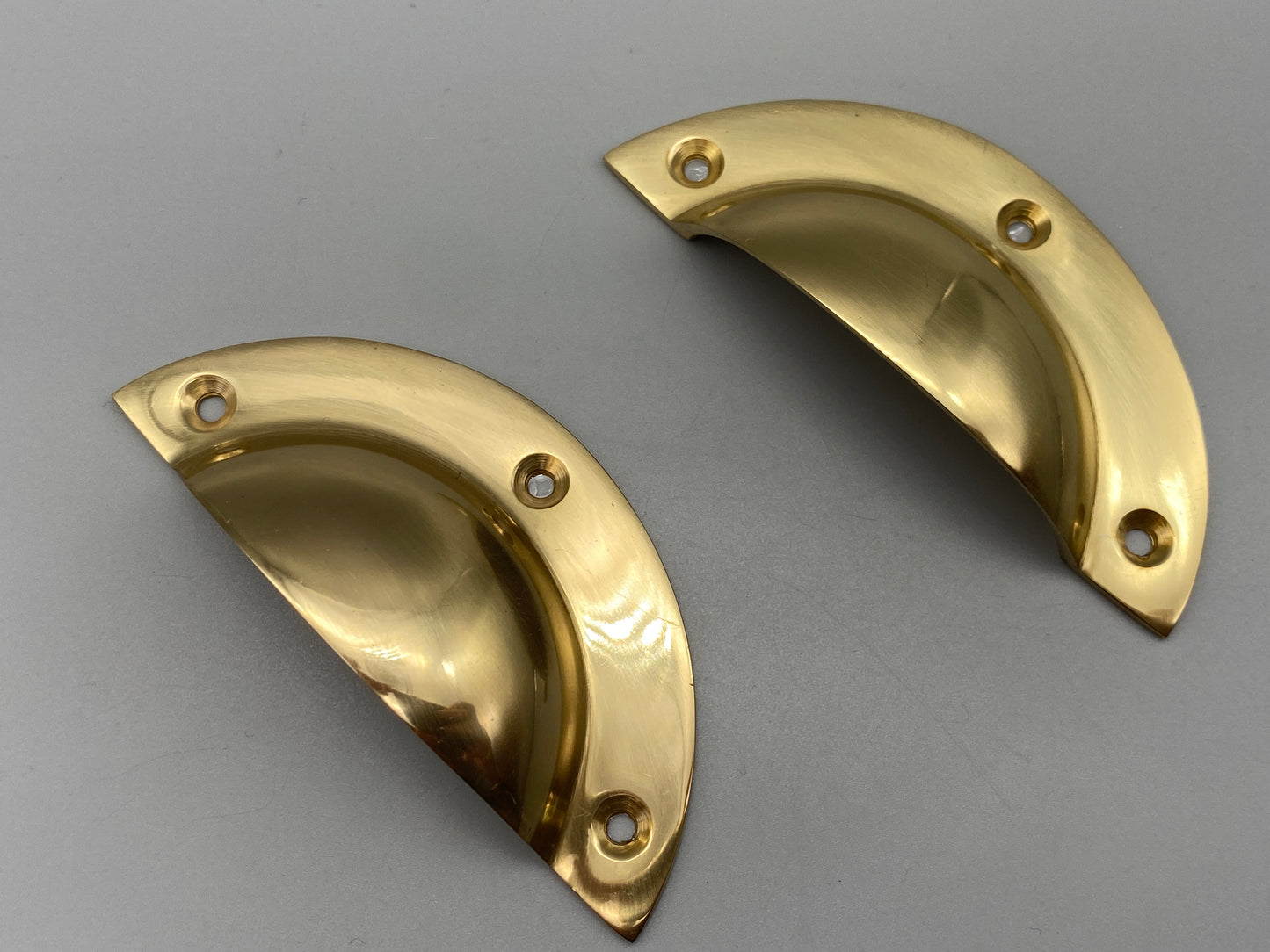 Solid Brass Shell Handles - Half Moon Drawer Pulls 64mm - Front Fix - Brass - Pack of 1