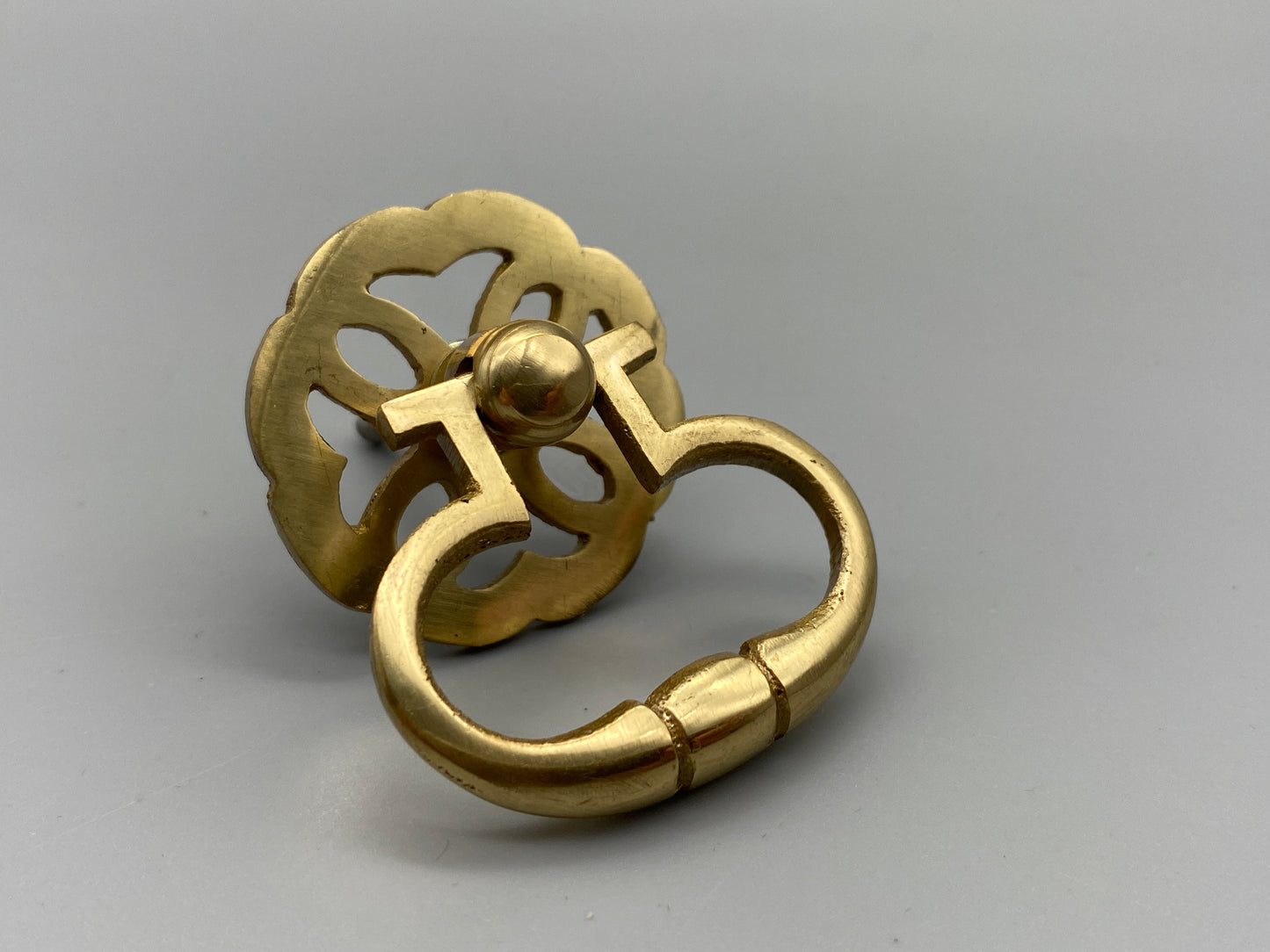Antique Floral Style Drawer Pull Rings - 40mm Solid Brass - Pack of 1