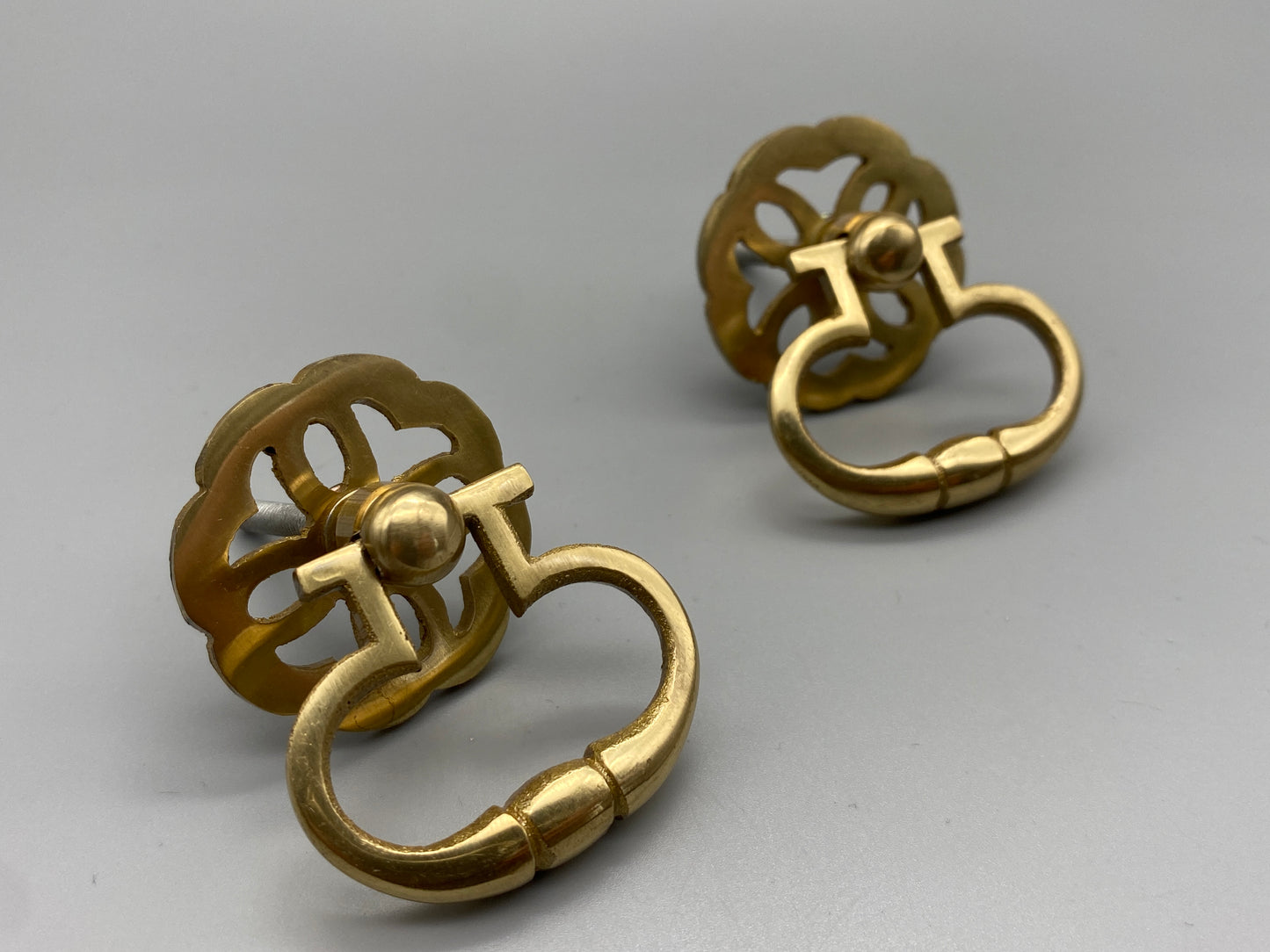Antique Floral Style Drawer Pull Rings - 40mm Solid Brass - Pack of 1