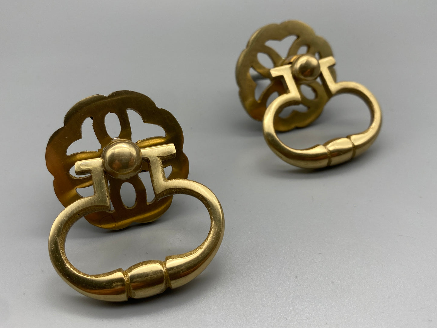 Antique Floral Style Drawer Pull Rings - 40mm Solid Brass - Pack of 1