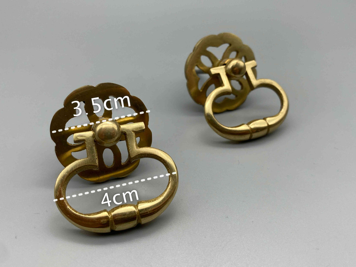 Antique Floral Style Drawer Pull Rings - 40mm Solid Brass - Pack of 1