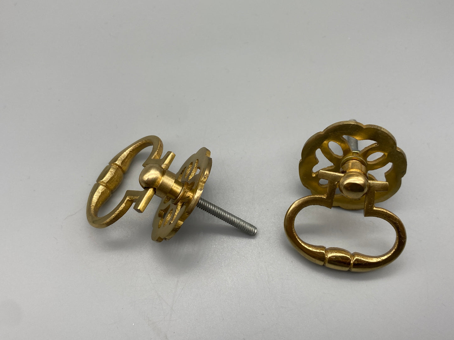 Antique Floral Style Drawer Pull Rings - 40mm Solid Brass - Pack of 1