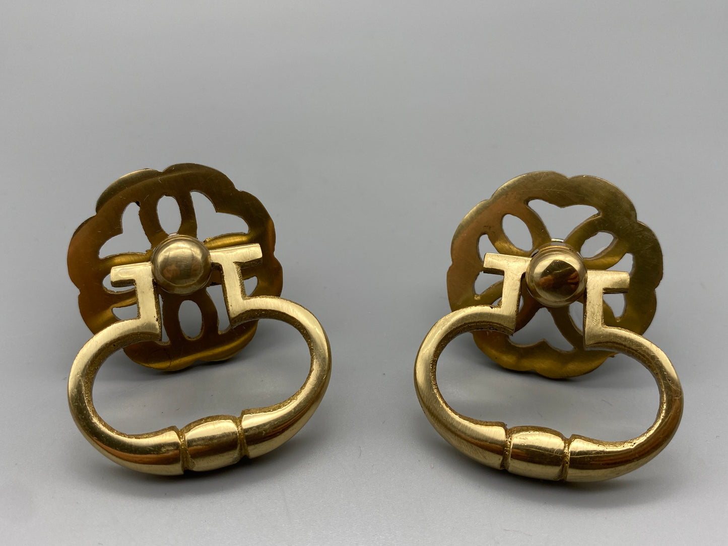 Antique Floral Style Drawer Pull Rings - 40mm Solid Brass - Pack of 1
