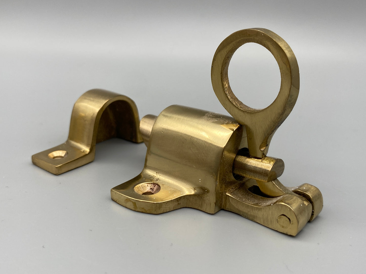 Sash Window Lock - Solid Brass Ring Lock - Spring Loaded - Pack of 1