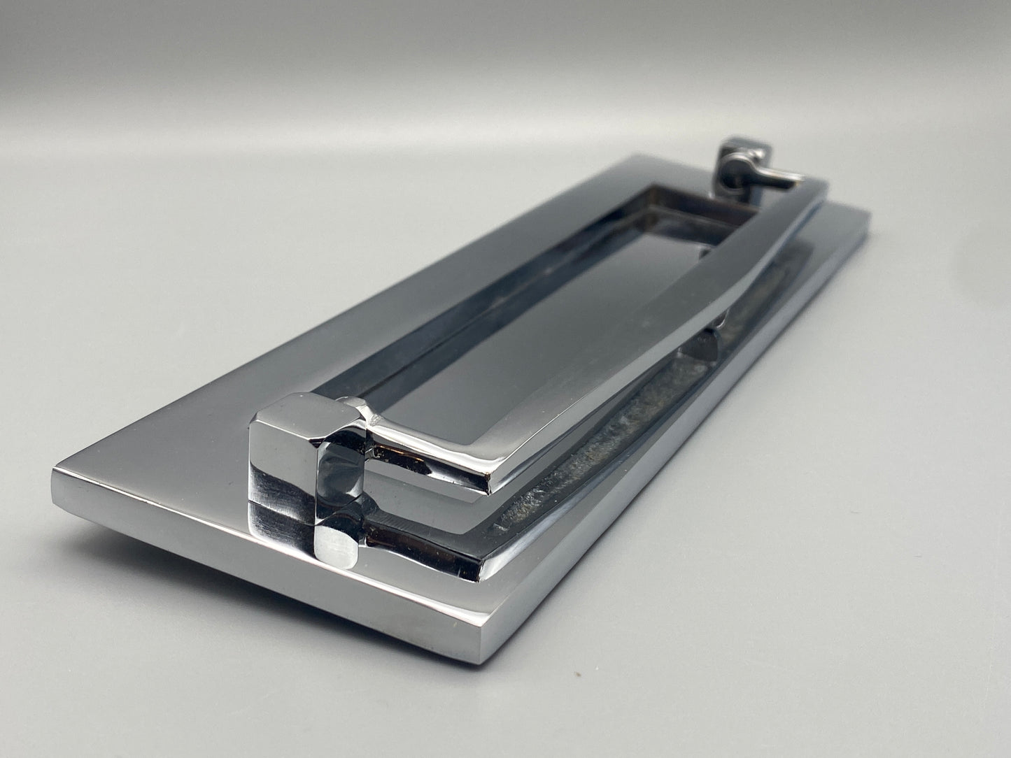 Solid Chrome Victorian Letter Plate with Knocker - 250mm x 75mm / (10" x 3")