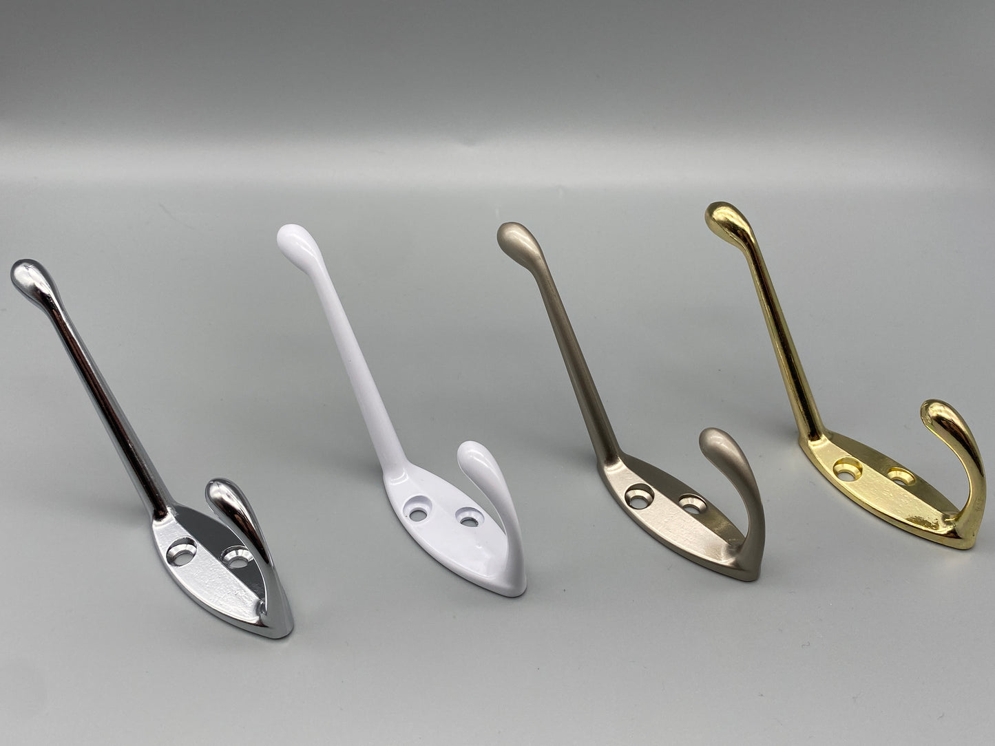 Double Metal Hooks - Hat & Coat Solid Metal Hooks - Various Finishings