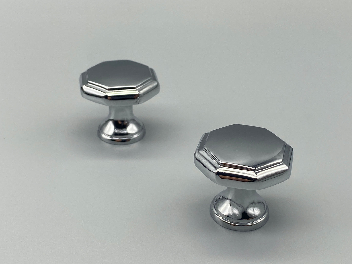 Chromed Octagonal Metal Knobs - 30mm - Pack of 1
