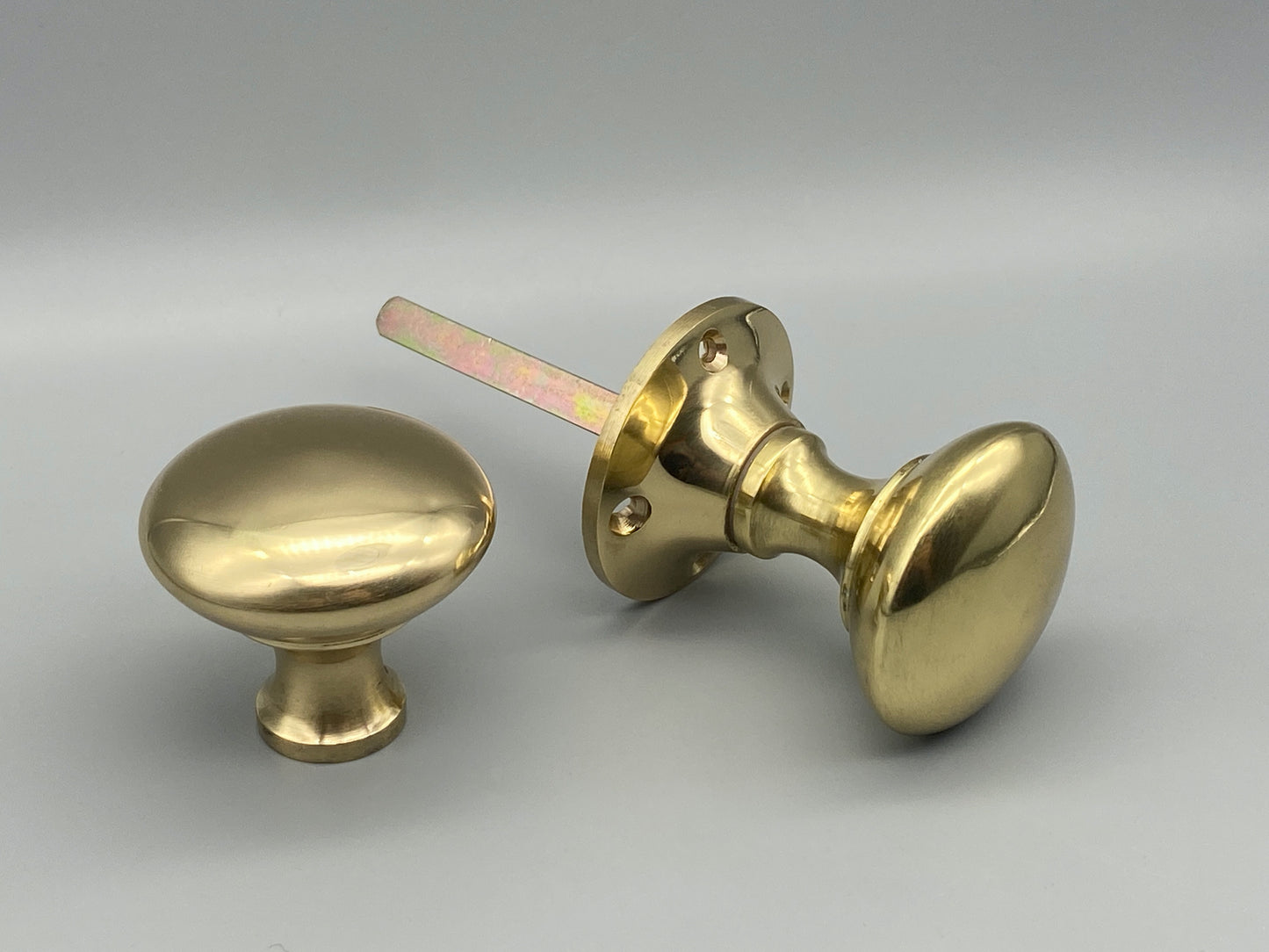 Pair of Brass Victorian Rim Knobs - Rim Mortice Set - 50mm Knobs