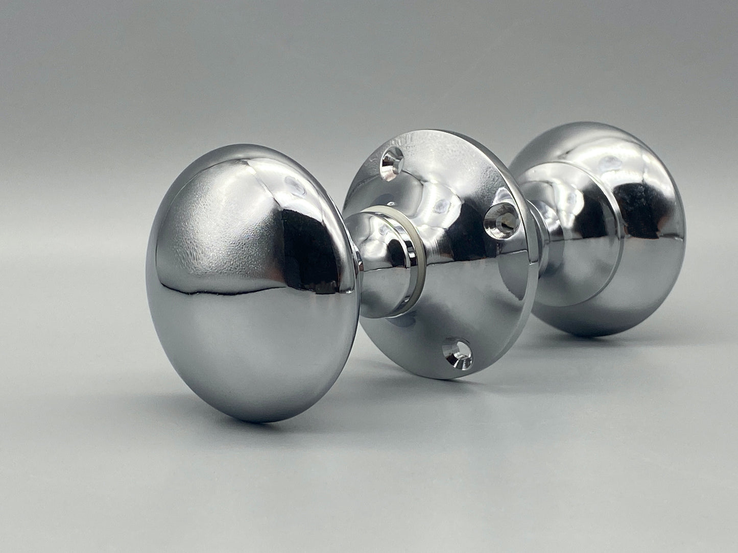 Pair of Chrome Victorian Rim Knobs - Rim Mortice Set - 50mm Knobs