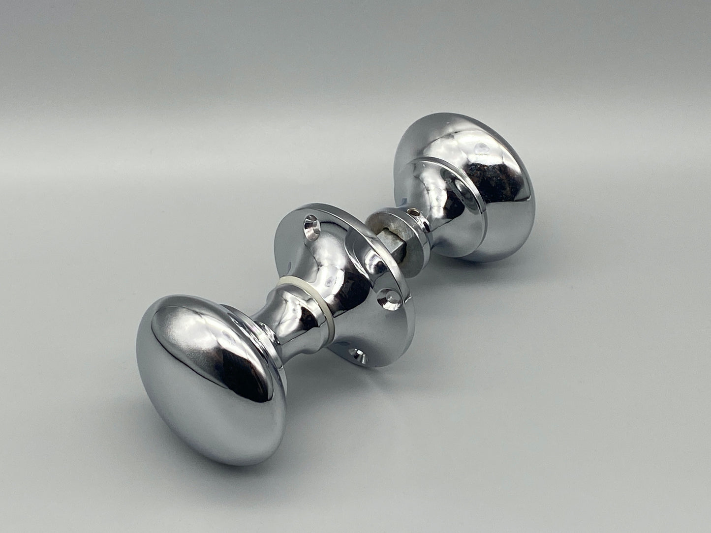 Pair of Chrome Victorian Rim Knobs - Rim Mortice Set - 50mm Knobs