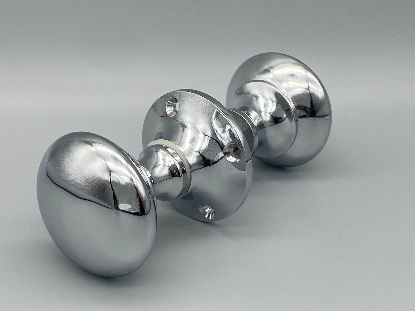 Pair of Chrome Victorian Rim Knobs - Rim Mortice Set - 50mm Knobs