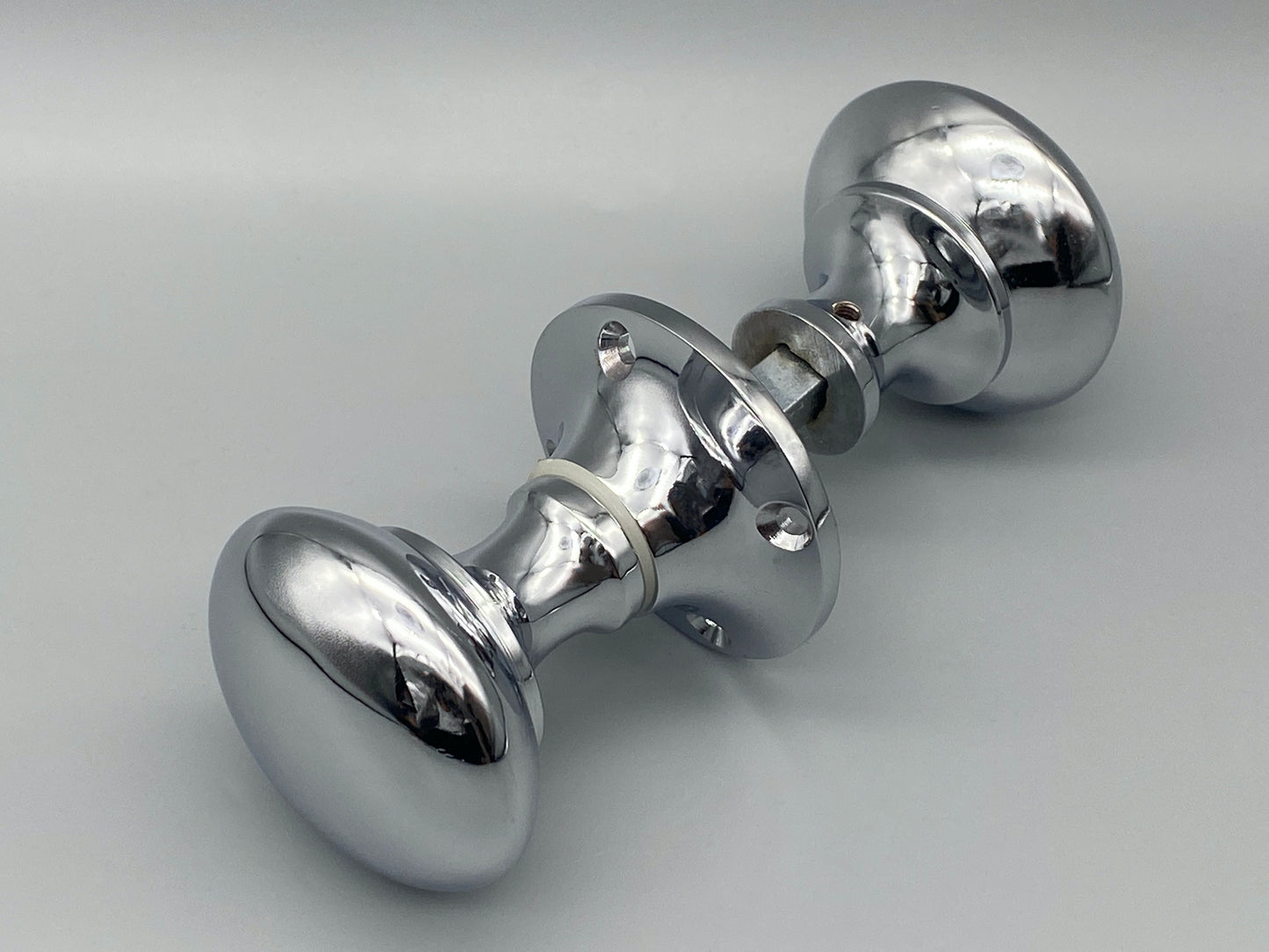 Pair of Chrome Victorian Rim Knobs - Rim Mortice Set - 50mm Knobs