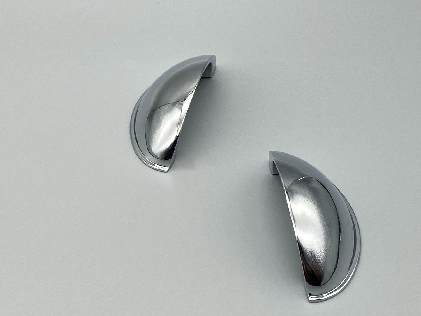 Chrome Plated Shell Handles - Half Moon Drawer Pulls 64mm - Rear Fix