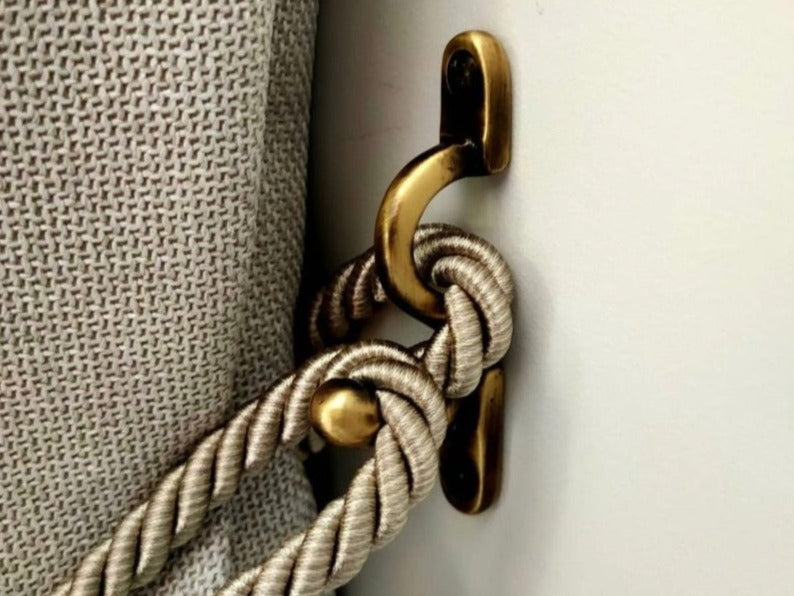 Pair of Solid Brass Loop Wall Hooks - Antique Brass - Satin - Brass 