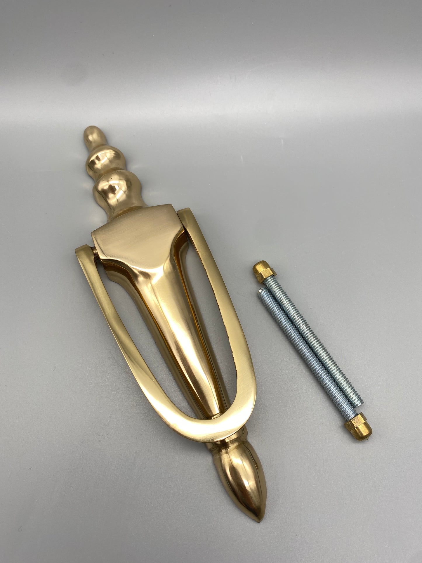 Slim Solid Brass Victoria Style Door Knocker - Smooth Minimalist Finish - 200mm