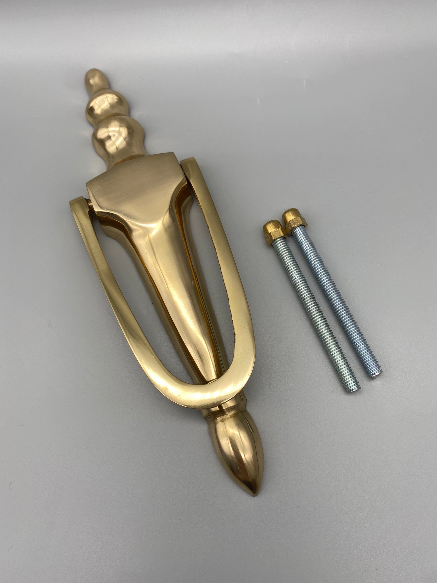 Slim Solid Brass Victoria Style Door Knocker - Smooth Minimalist Finish - 200mm