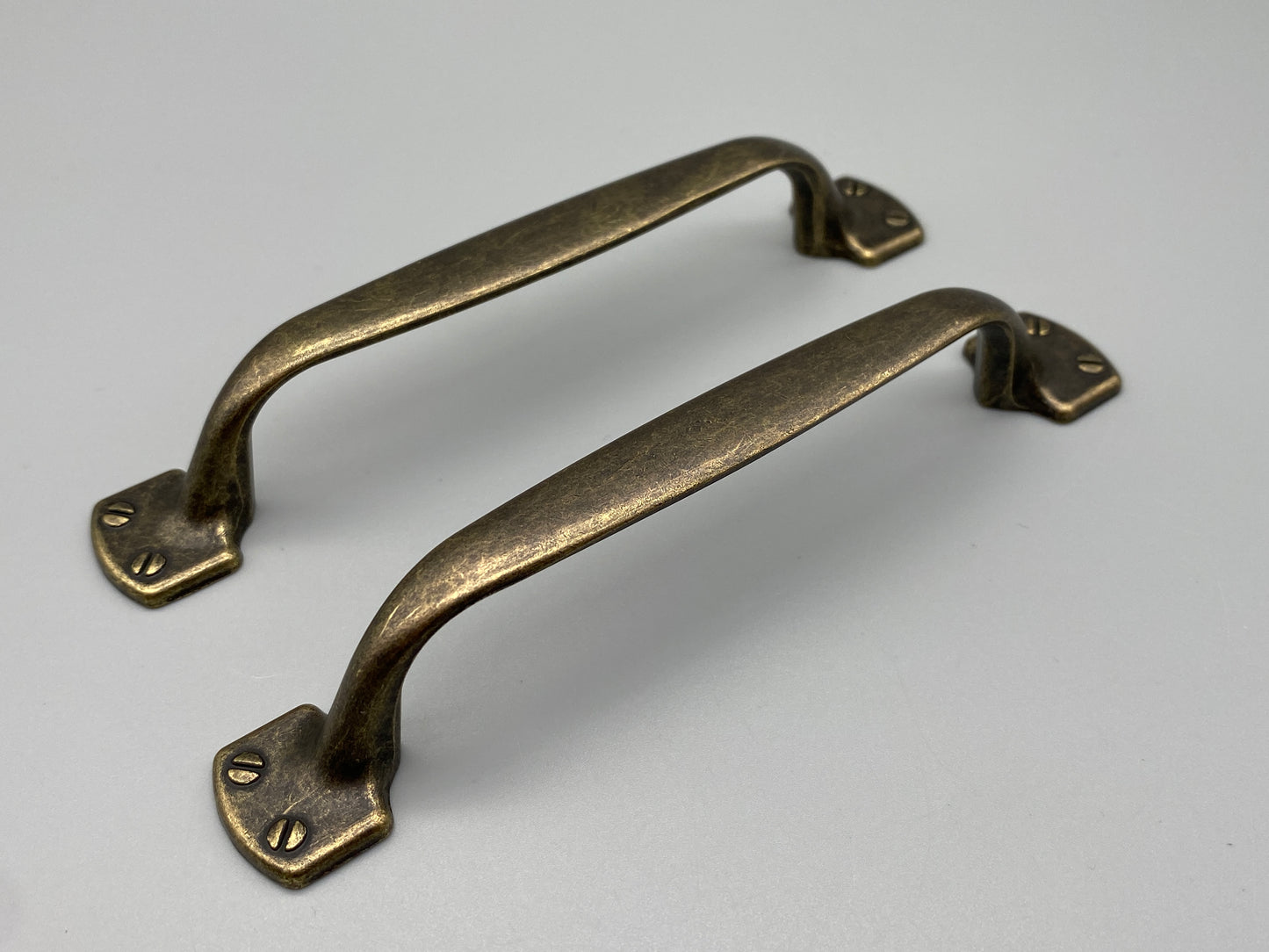 Pair of Solid Antiqued Brass Handles - 96mm - with Bolts - Pack of 1