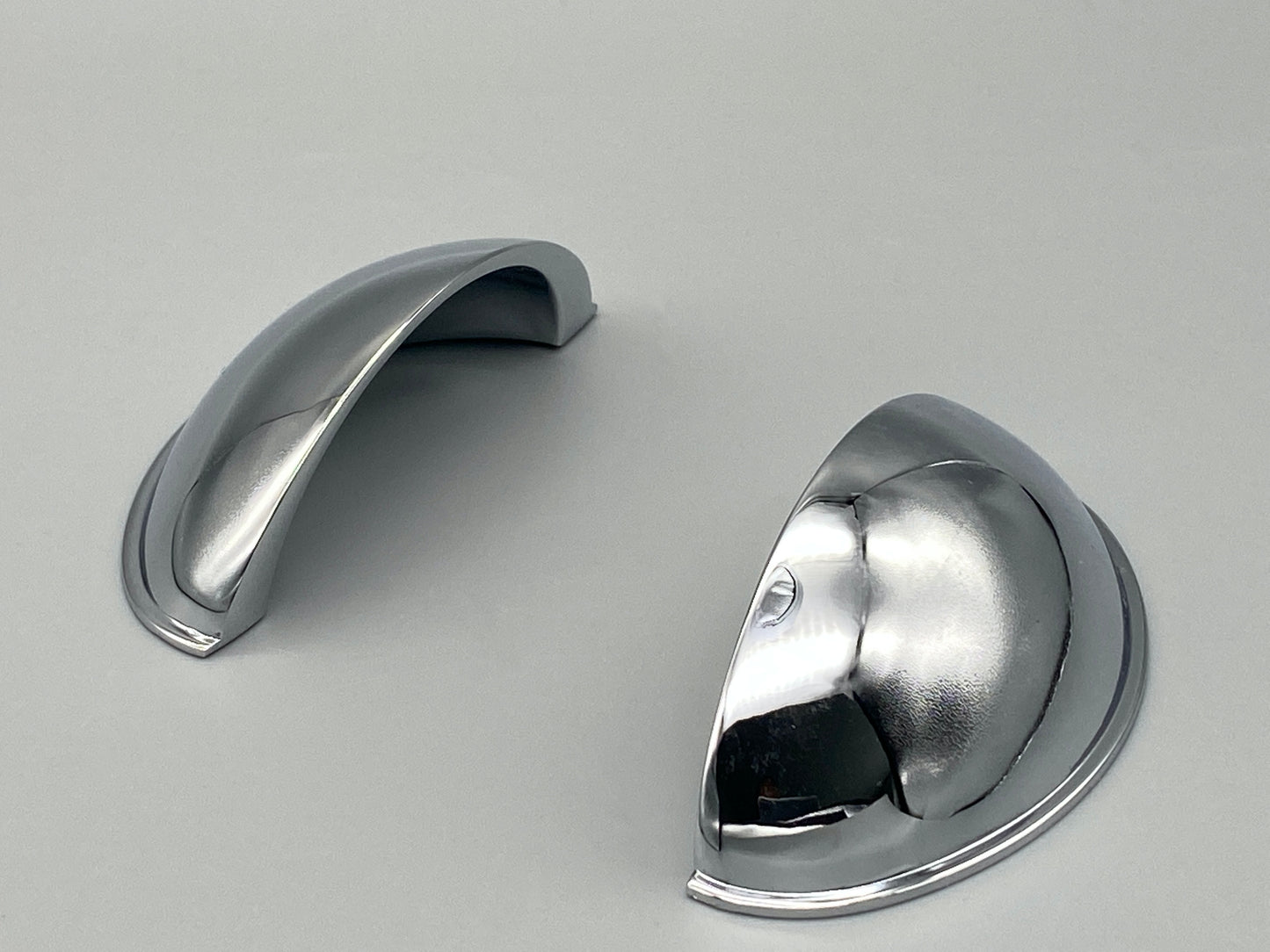 Chrome Plated Shell Handles - Half Moon Drawer Pulls 64mm - Rear Fix