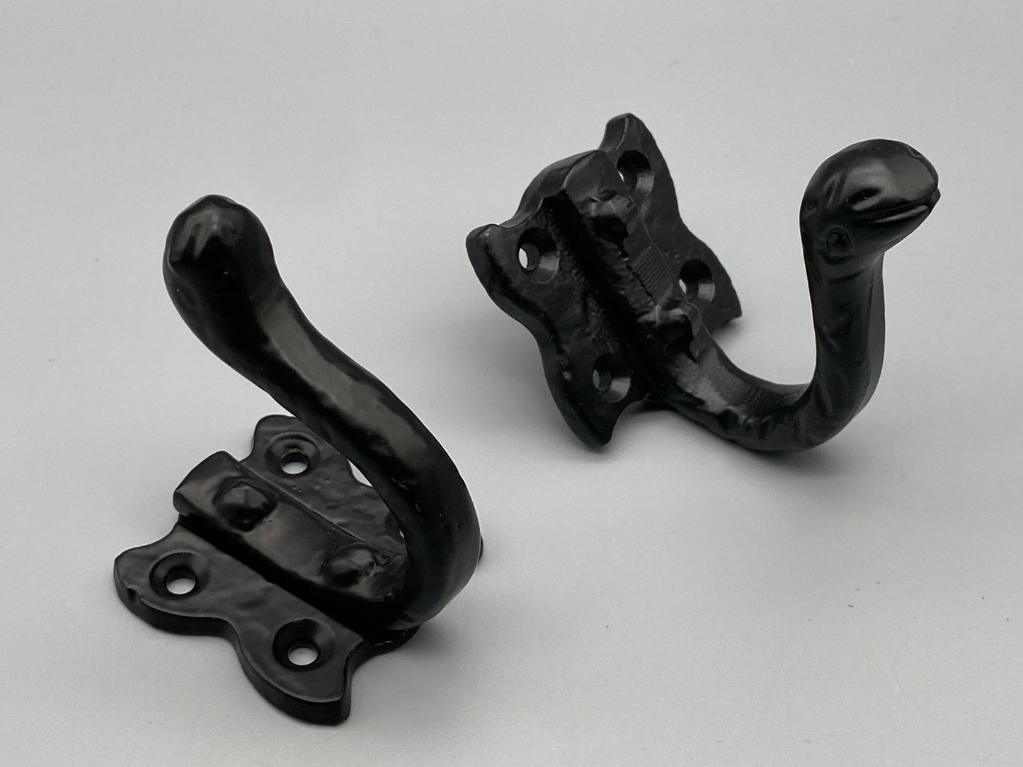 Pair of Forged Metal Black Hooks - Antiqued Metal - 2pcs
